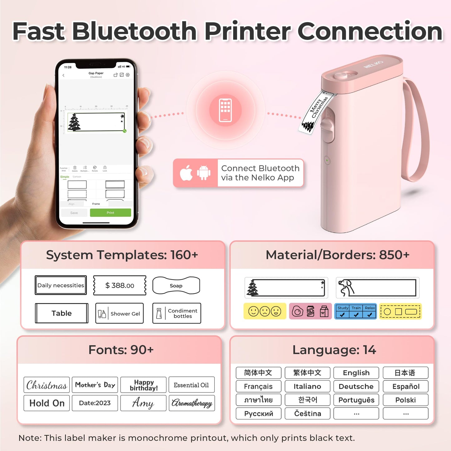 Nelko P21 Bluetooth Label Maker With Tape Wireless Printer