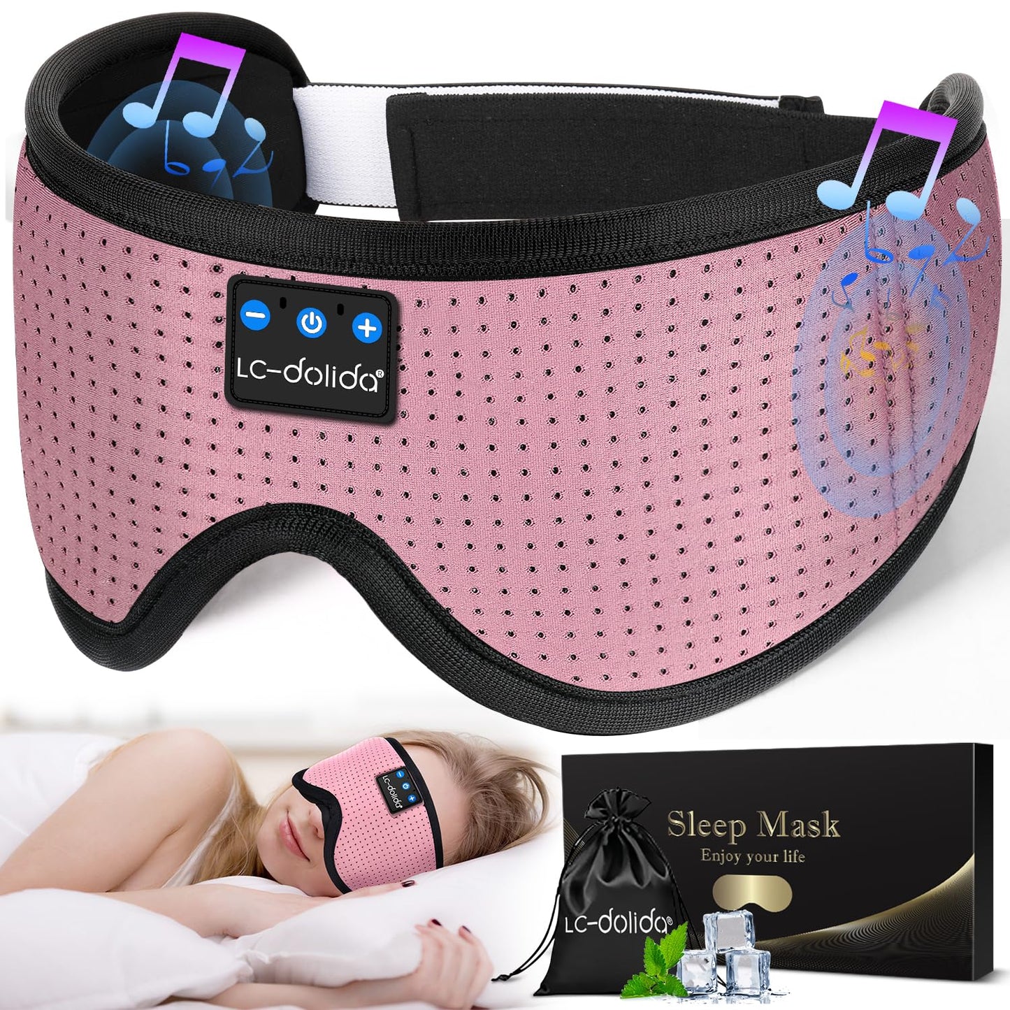 Sleep Headphones Bluetooth Eye Mask for Side Sleepers