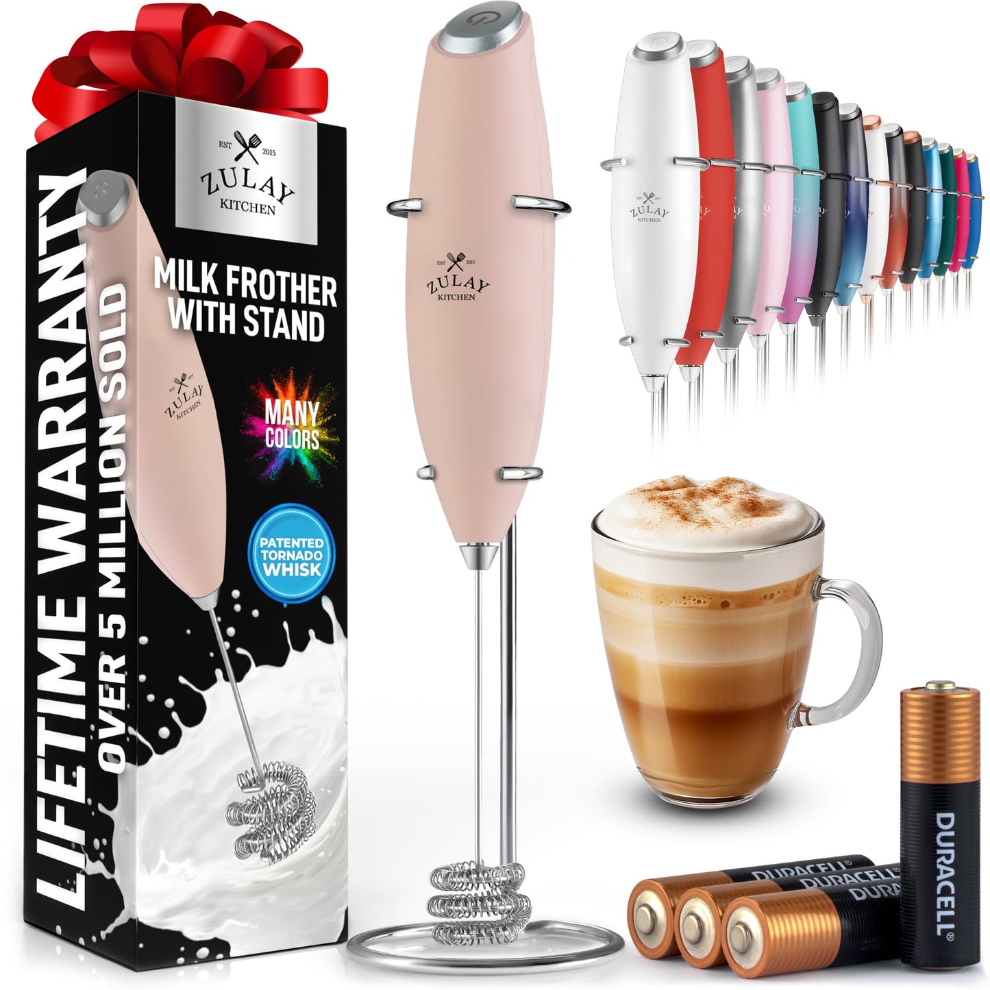 Zulay Milk Frother Wand Handheld Electric Whisk For Coffee