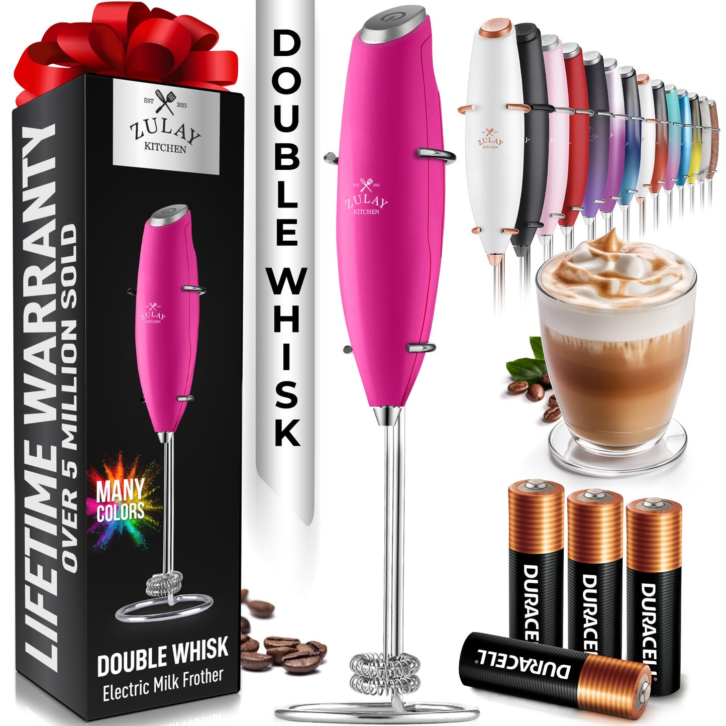 Zulay Milk Frother Wand Handheld Electric Whisk For Coffee