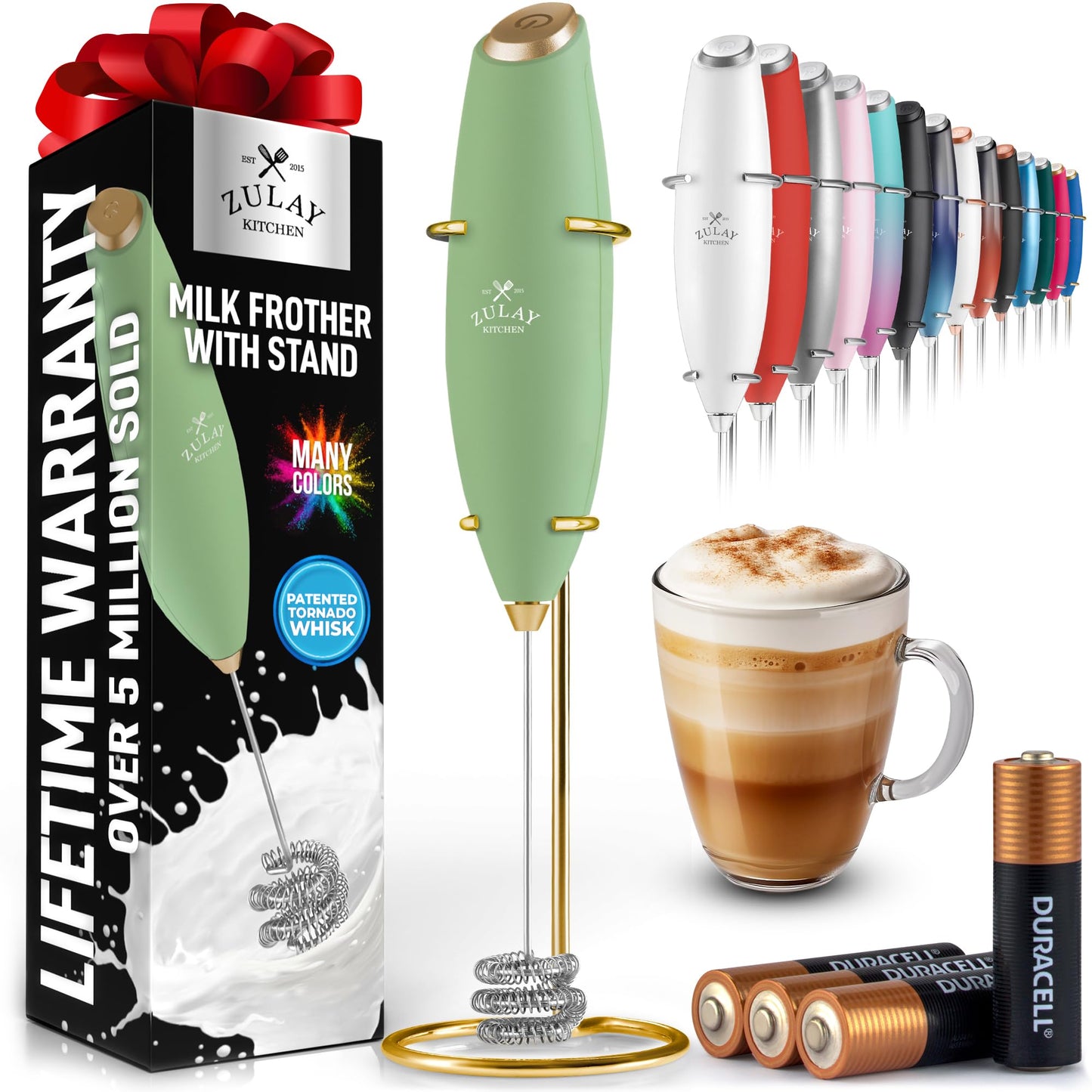 Zulay Milk Frother Wand Handheld Electric Whisk For Coffee