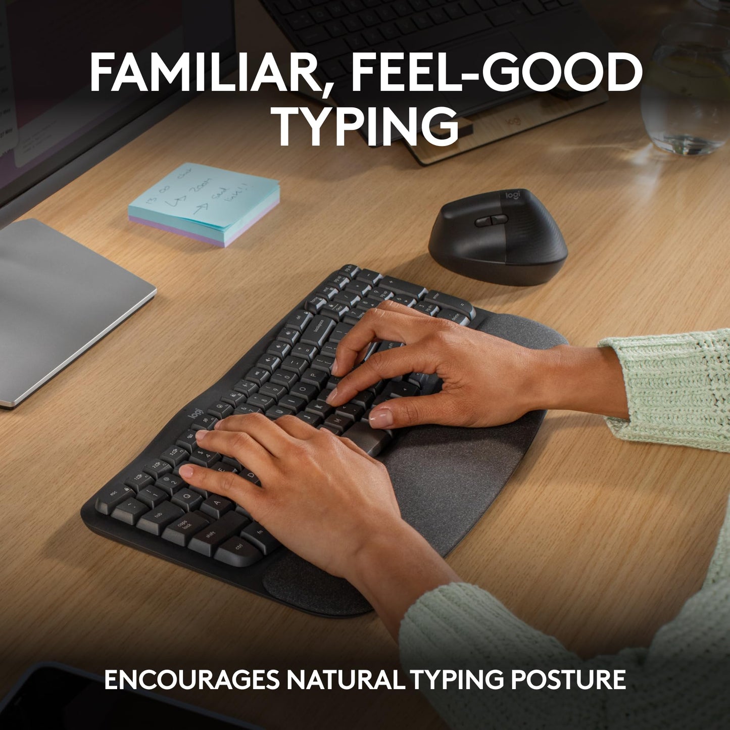 Logitech Wave Keys Wireless Ergonomic Keyboard for Comfort