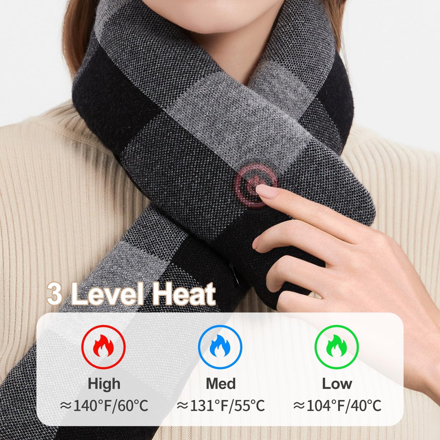 Heated Scarf for Women and Men Neck Warmer with Power Bank