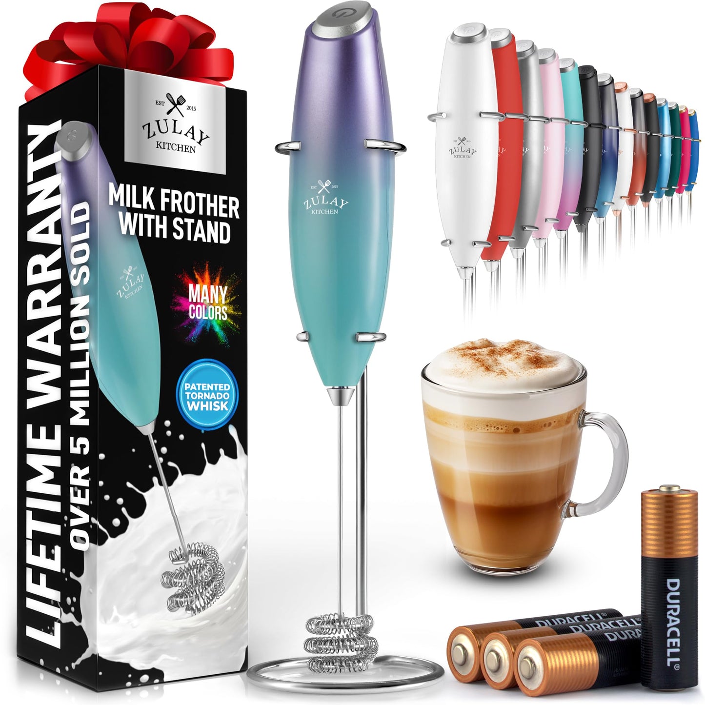 Zulay Milk Frother Wand Handheld Electric Whisk For Coffee