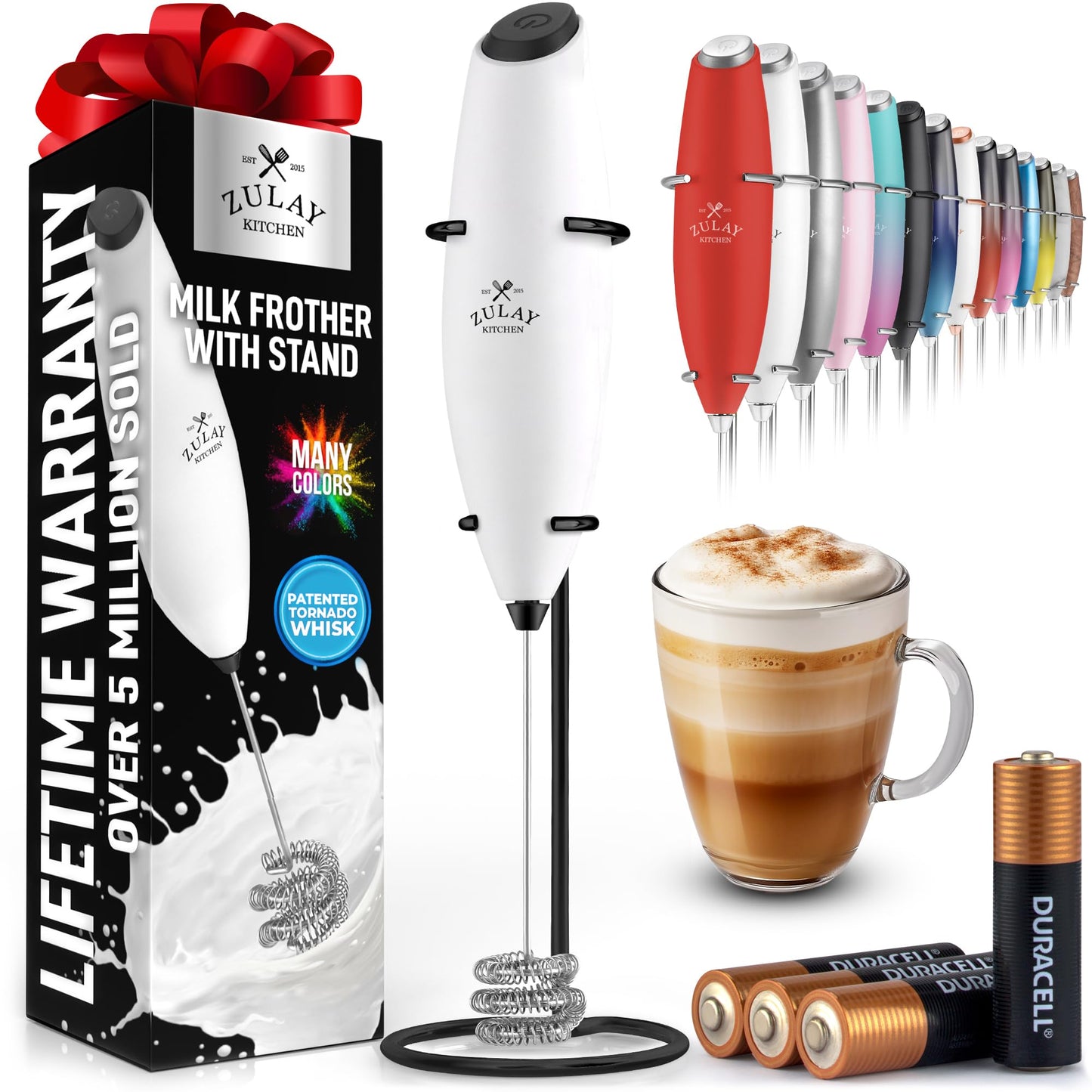 Zulay Milk Frother Wand Handheld Electric Whisk For Coffee