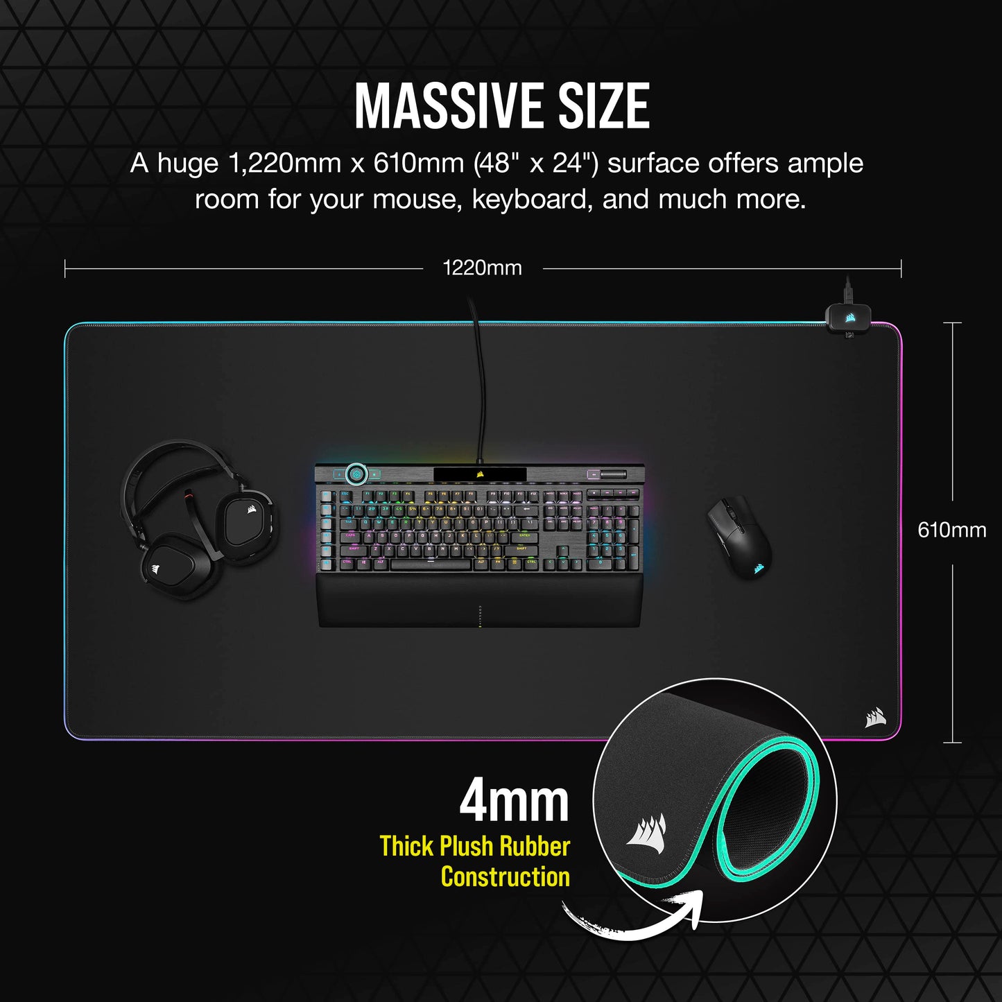 Corsair MM700 RGB Extended Gaming Mouse Pad with USB Hub