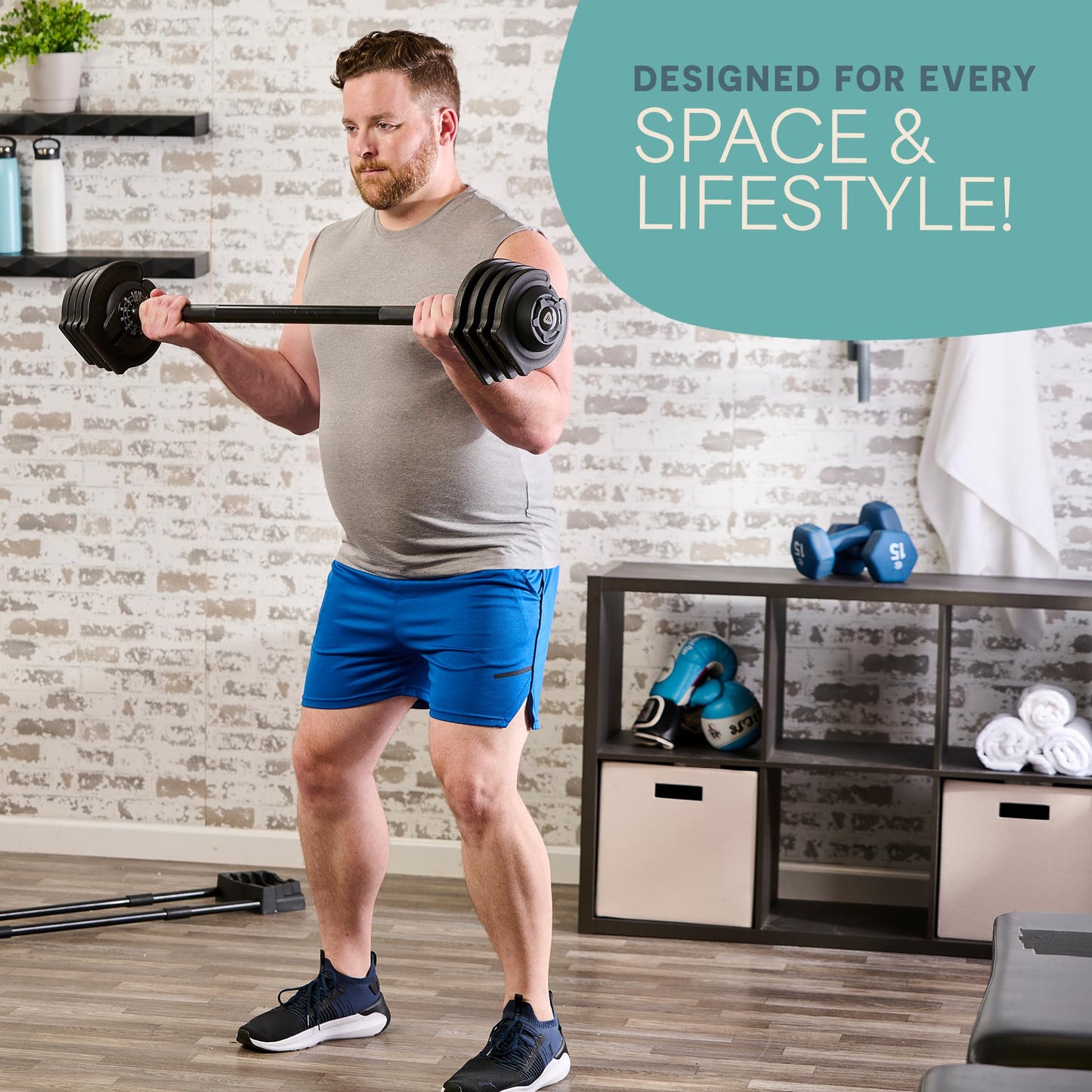 Adjustable Dumbbells Set with Rack for Home Gym