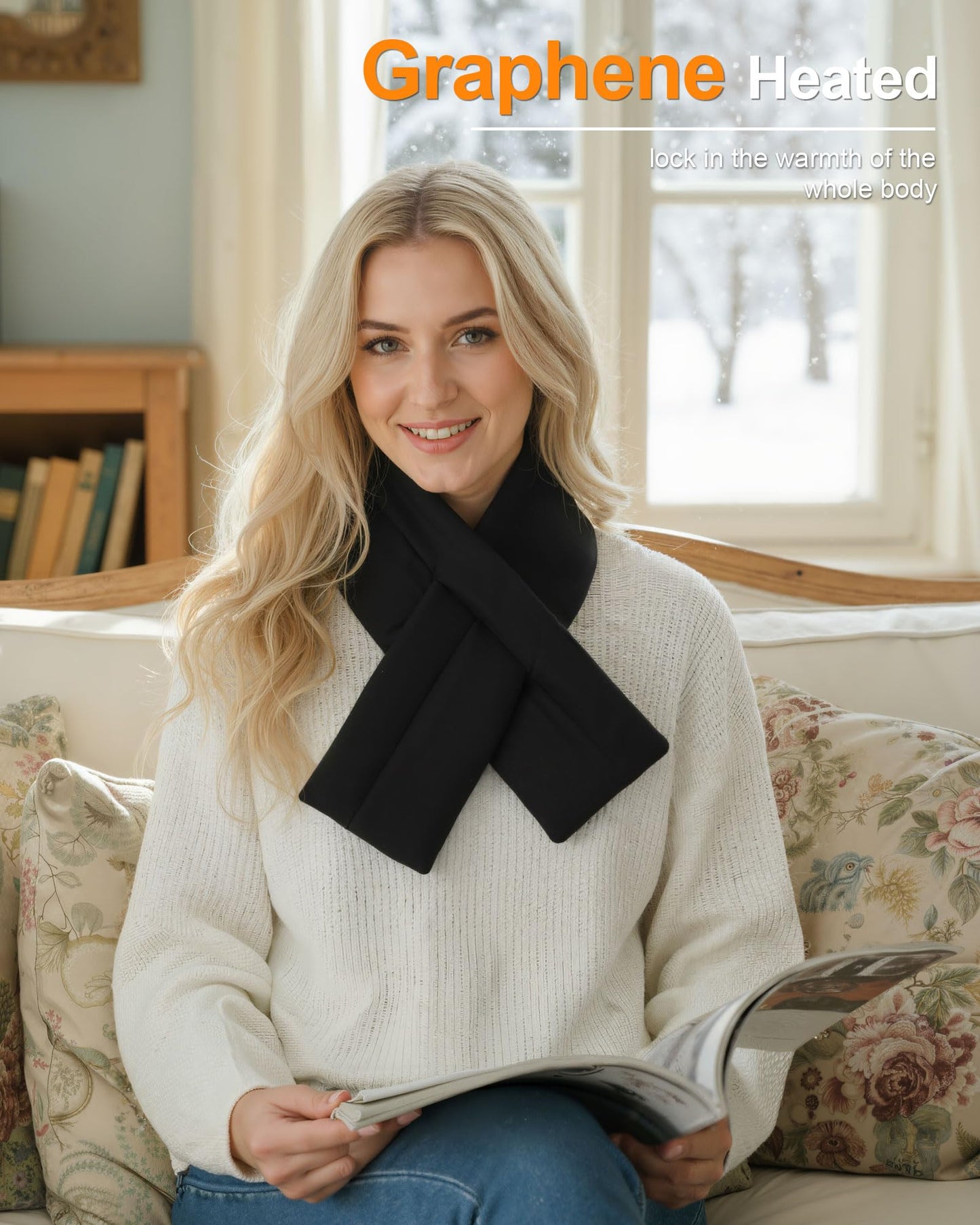 Wulcea Graphene Heated Scarf For Women 6000mAh Fast Charge
