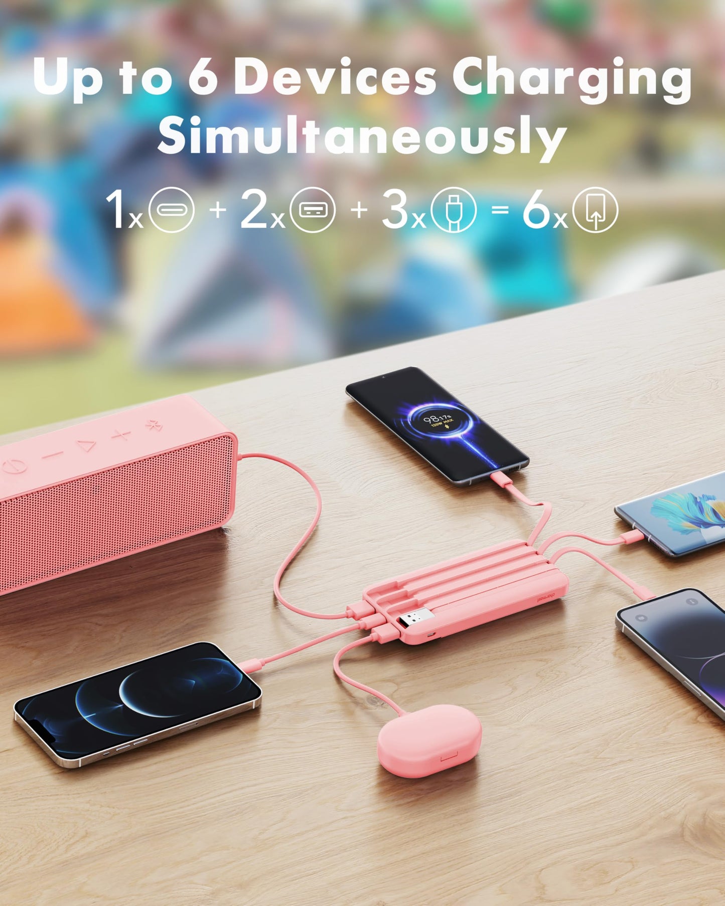 Charmast Slim 10000mAh Power Bank With Built In Cables