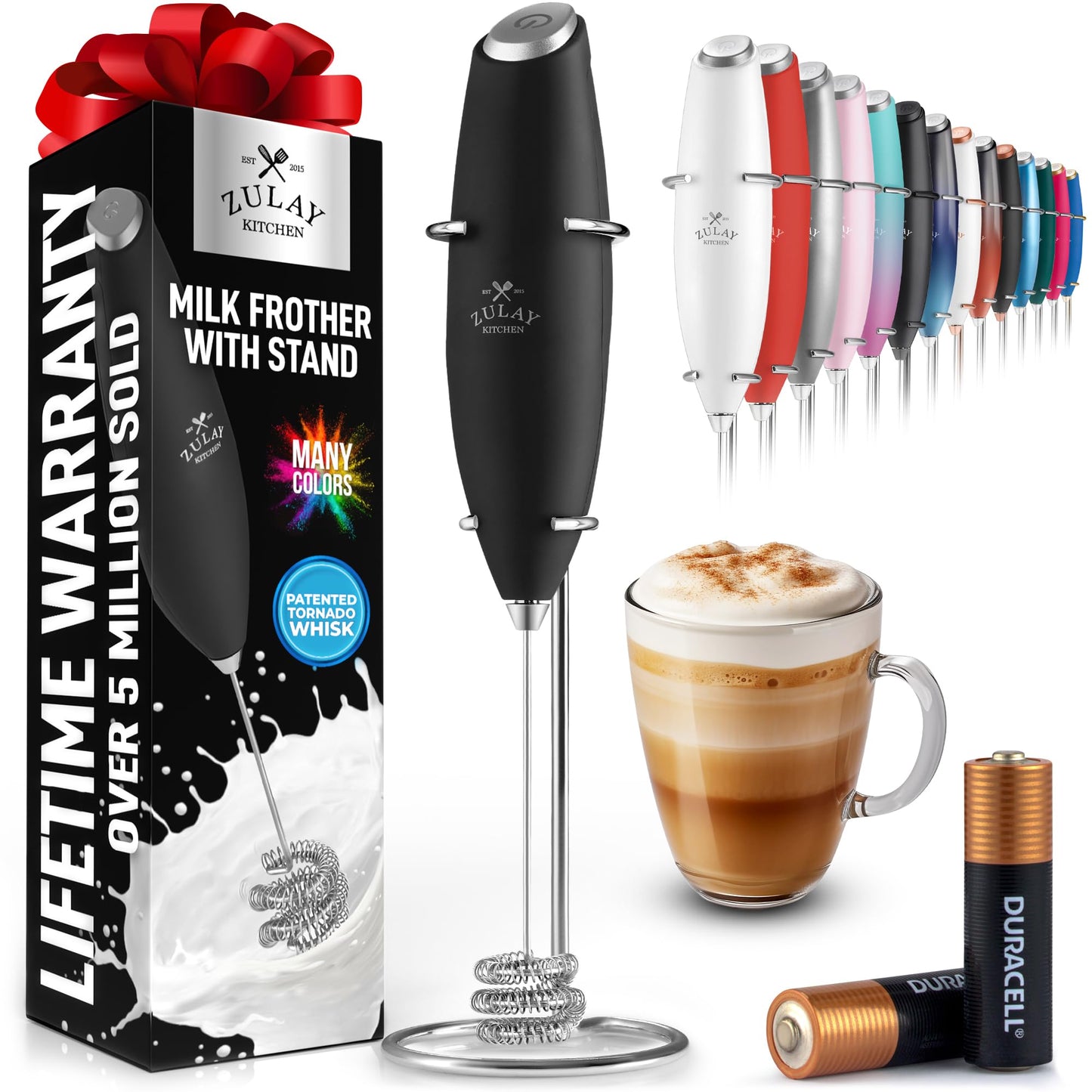 Zulay Milk Frother Wand Handheld Electric Whisk For Coffee