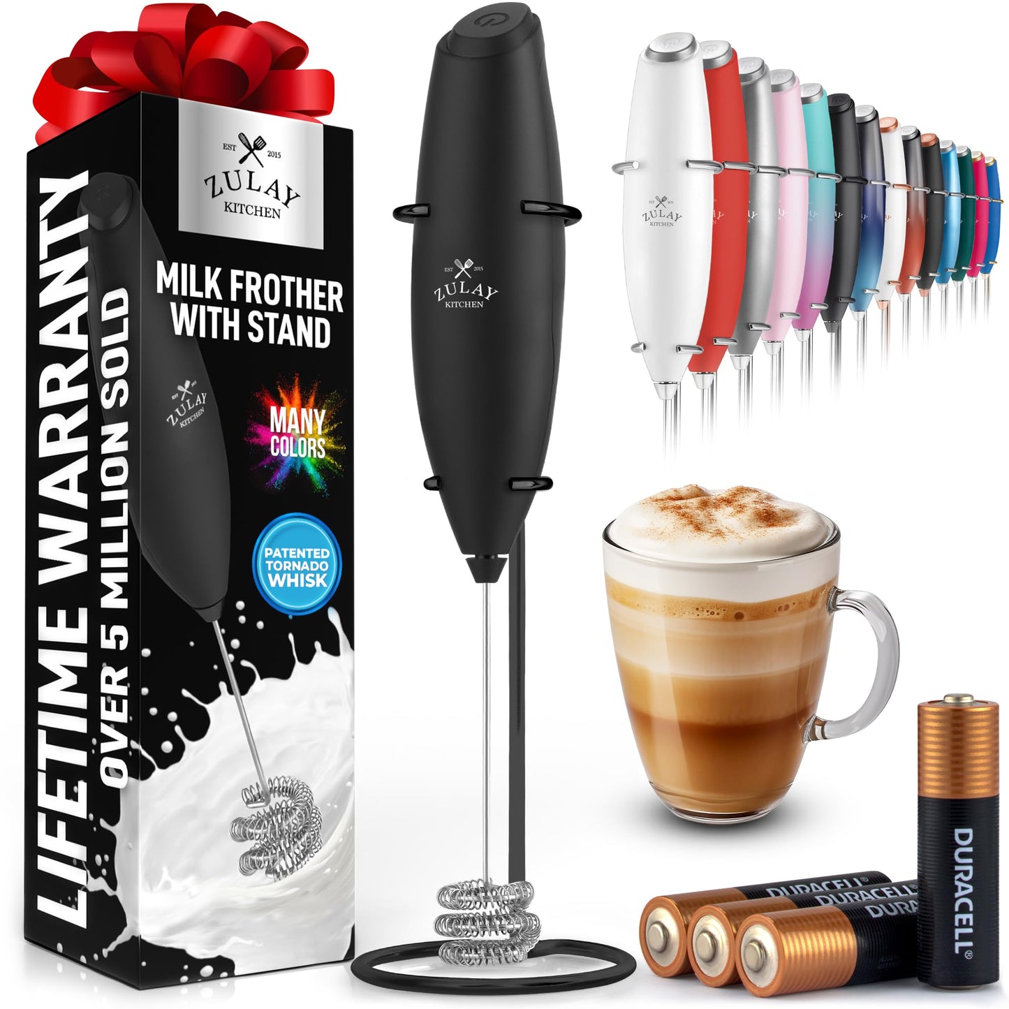 Zulay Milk Frother Wand Handheld Electric Whisk For Coffee
