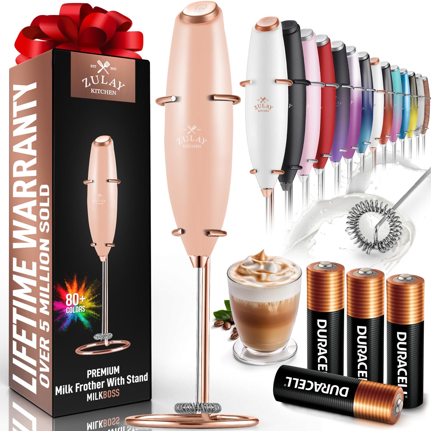 Zulay Milk Frother Wand Handheld Electric Whisk For Coffee