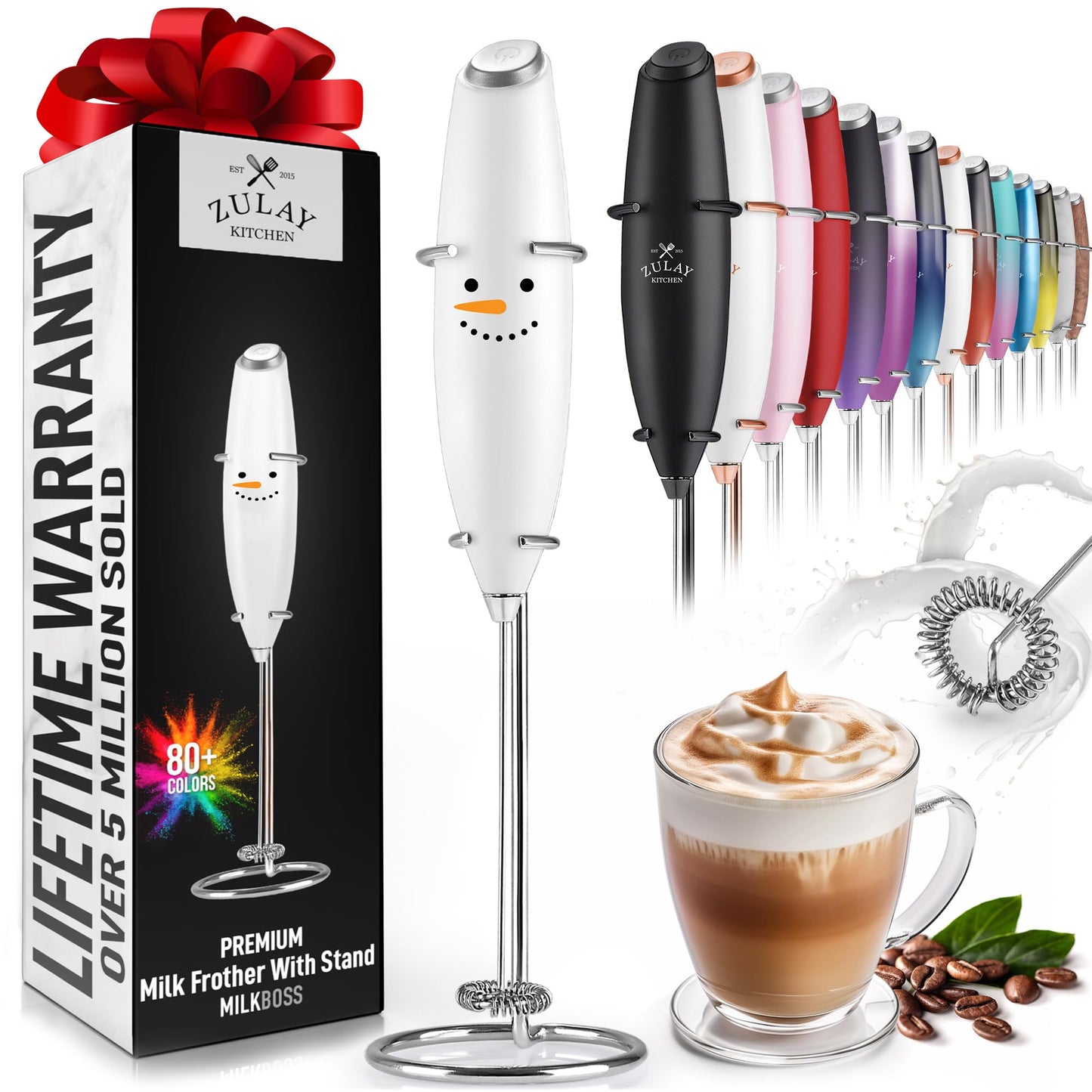 Zulay Milk Frother Wand Handheld Electric Whisk For Coffee