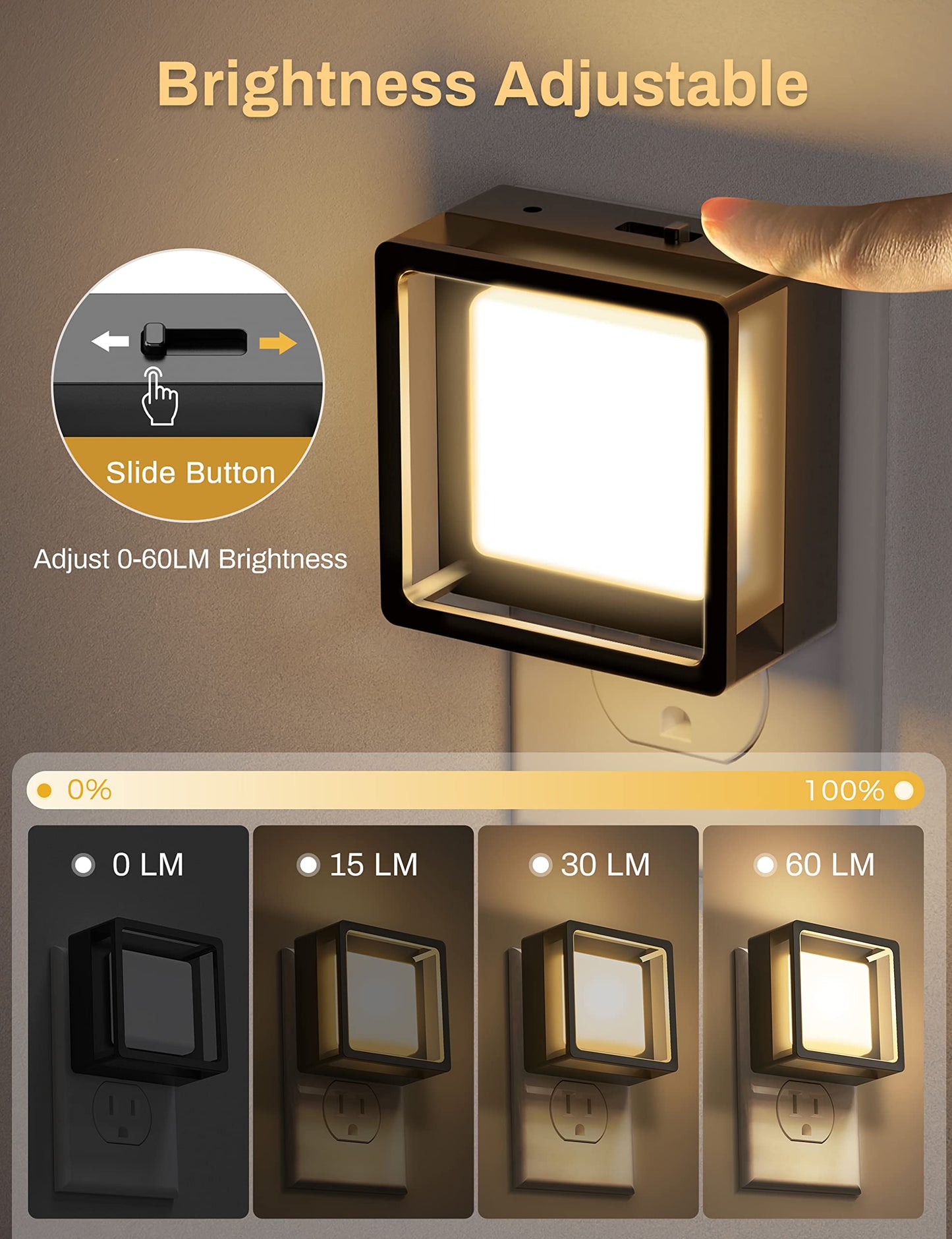 DORESshop LED Night Light 2 Pack Dusk to Dawn Dimmable