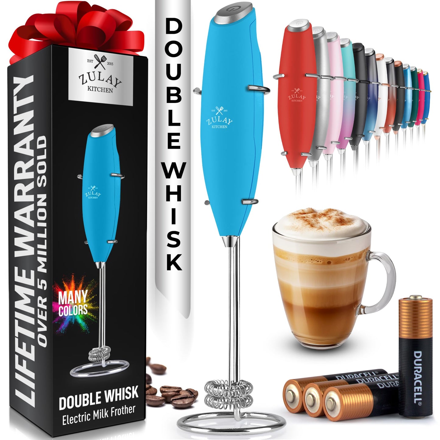 Zulay Milk Frother Wand Handheld Electric Whisk For Coffee