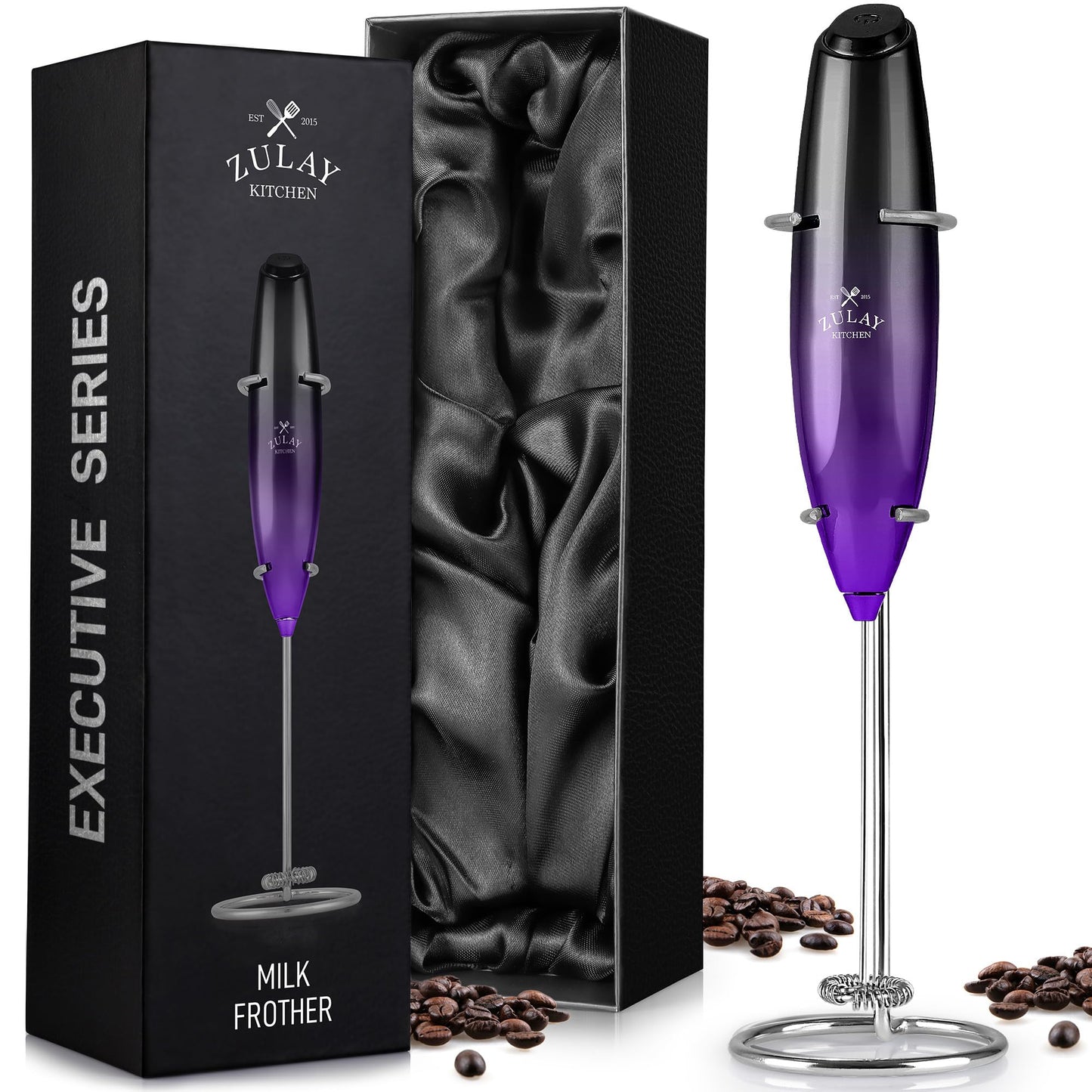 Zulay Milk Frother Wand Handheld Electric Whisk For Coffee