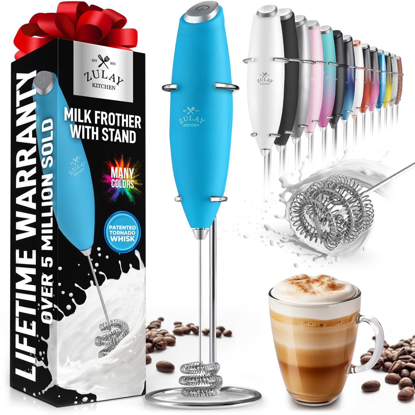 Zulay Milk Frother Wand Handheld Electric Whisk For Coffee