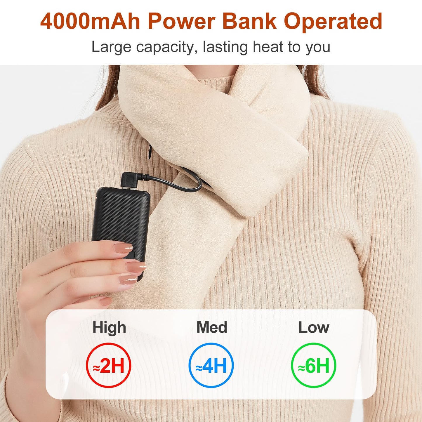 Heated Scarf for Women and Men Neck Warmer with Power Bank