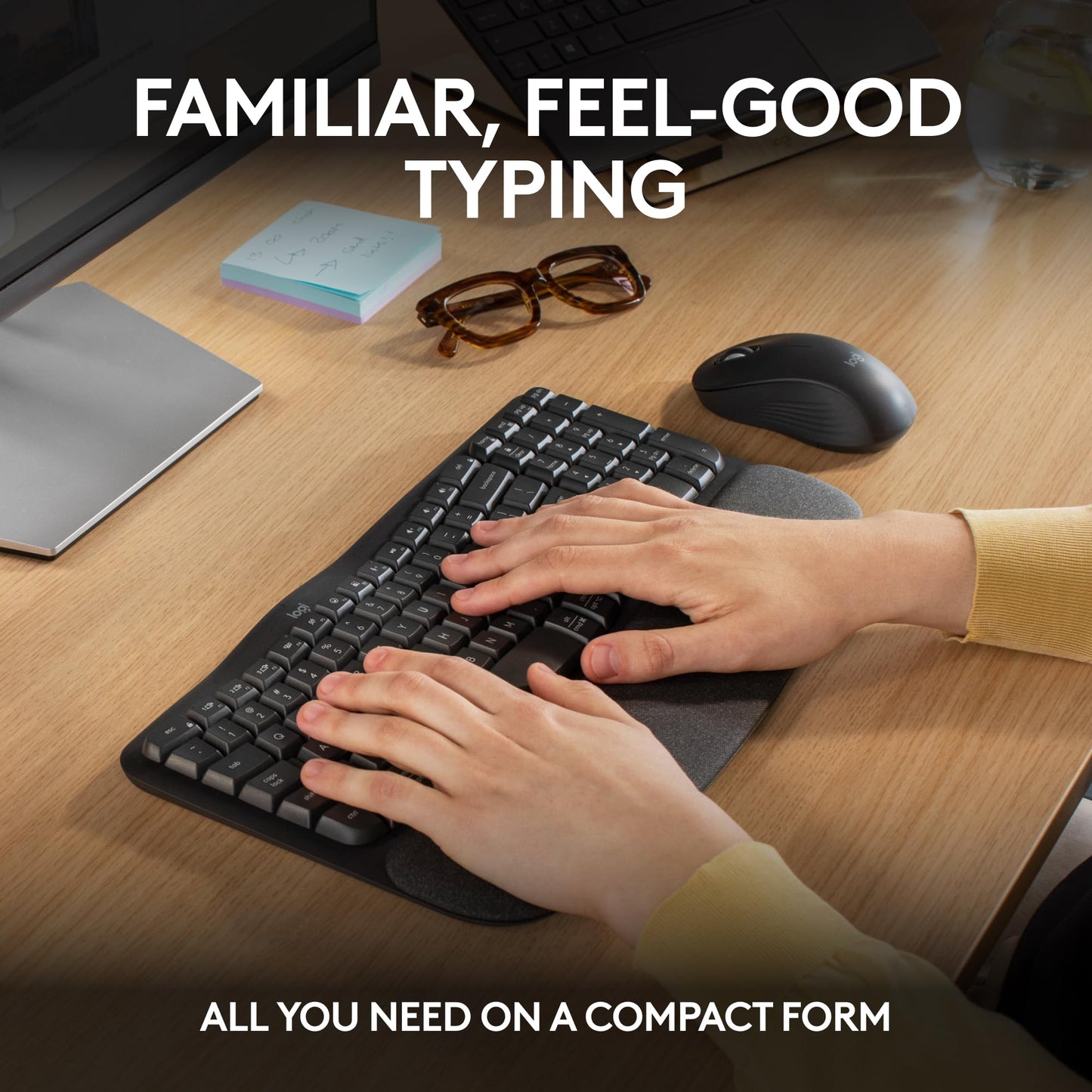 Logitech Wave Keys Wireless Ergonomic Keyboard for Comfort