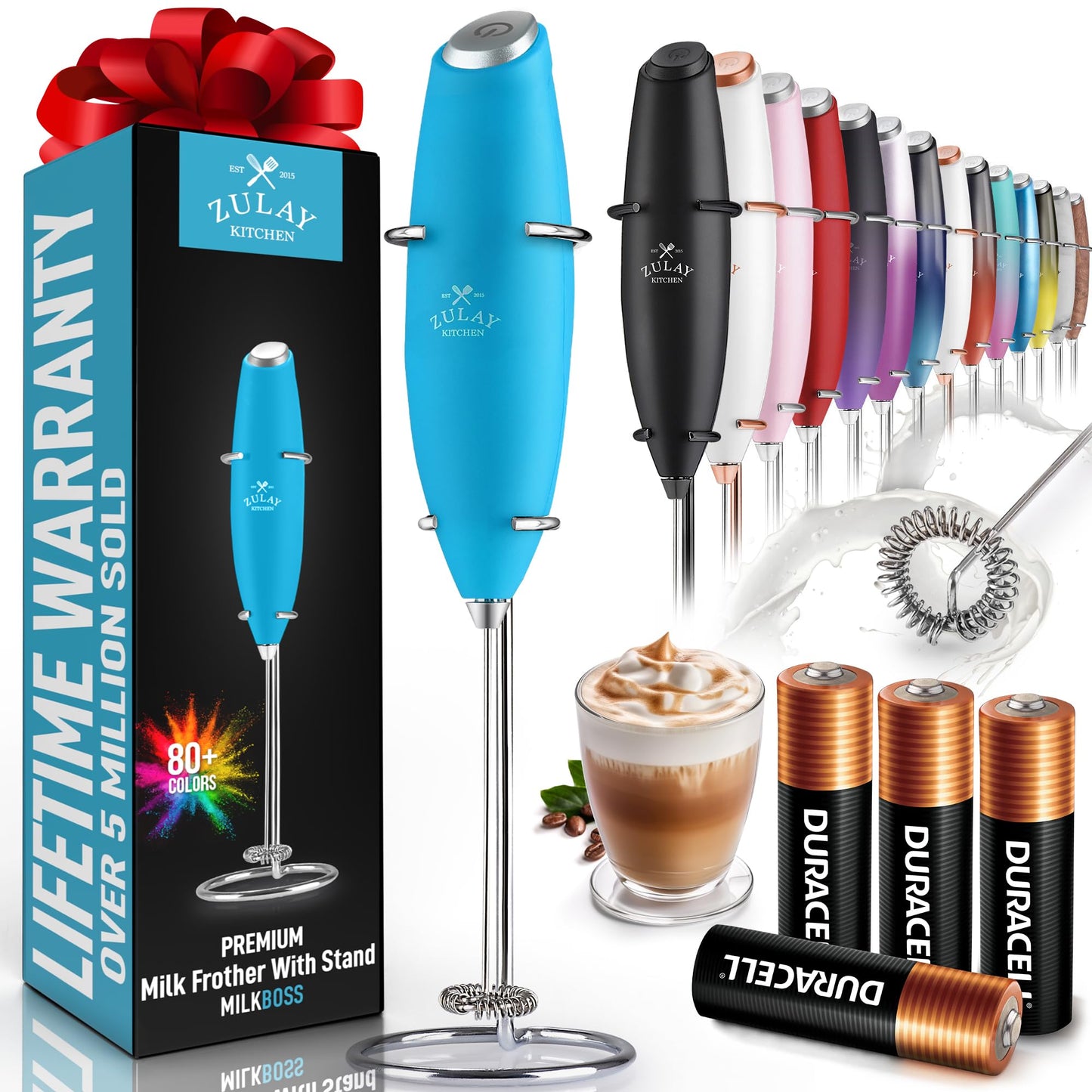 Zulay Milk Frother Wand Handheld Electric Whisk For Coffee