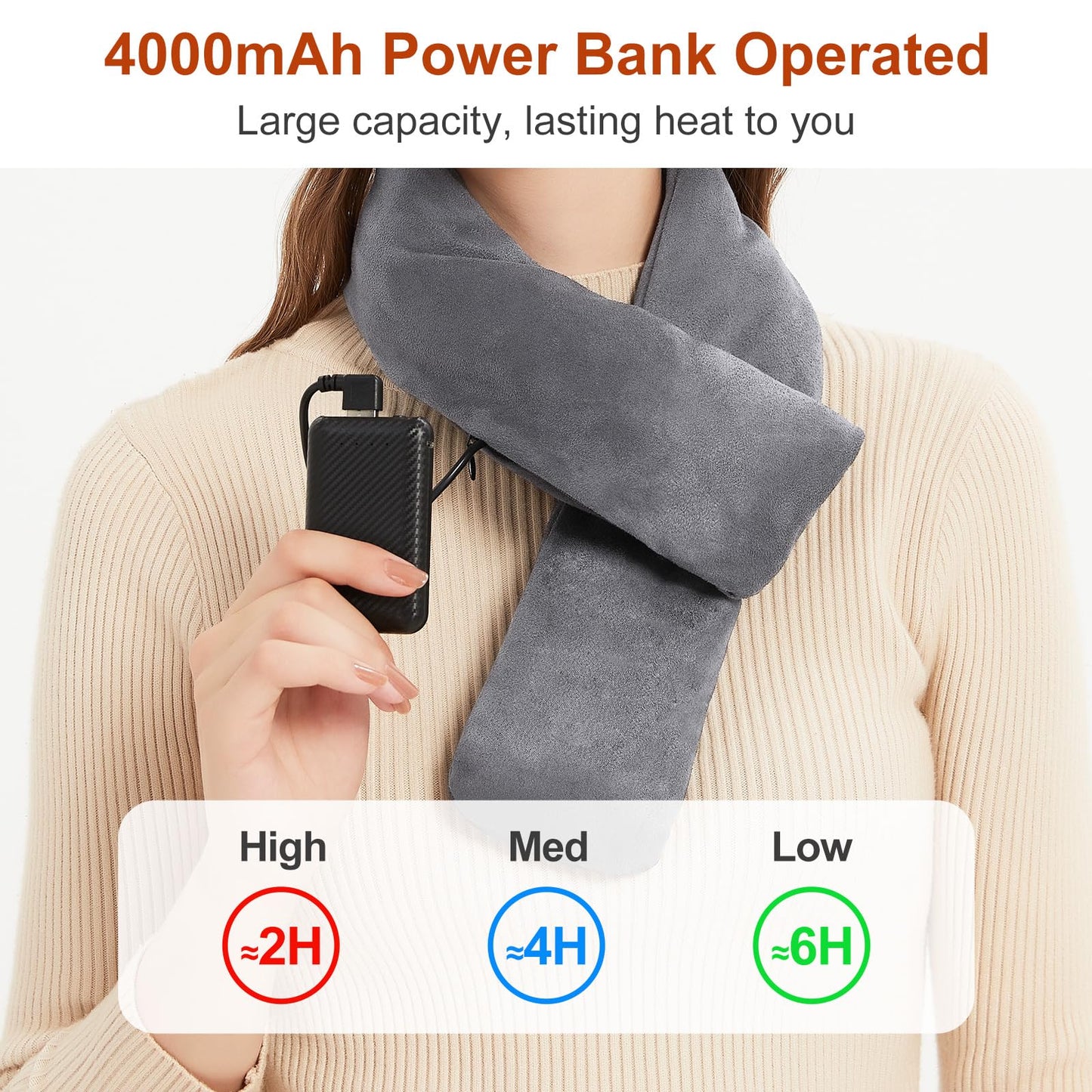 Heated Scarf for Women and Men Neck Warmer with Power Bank