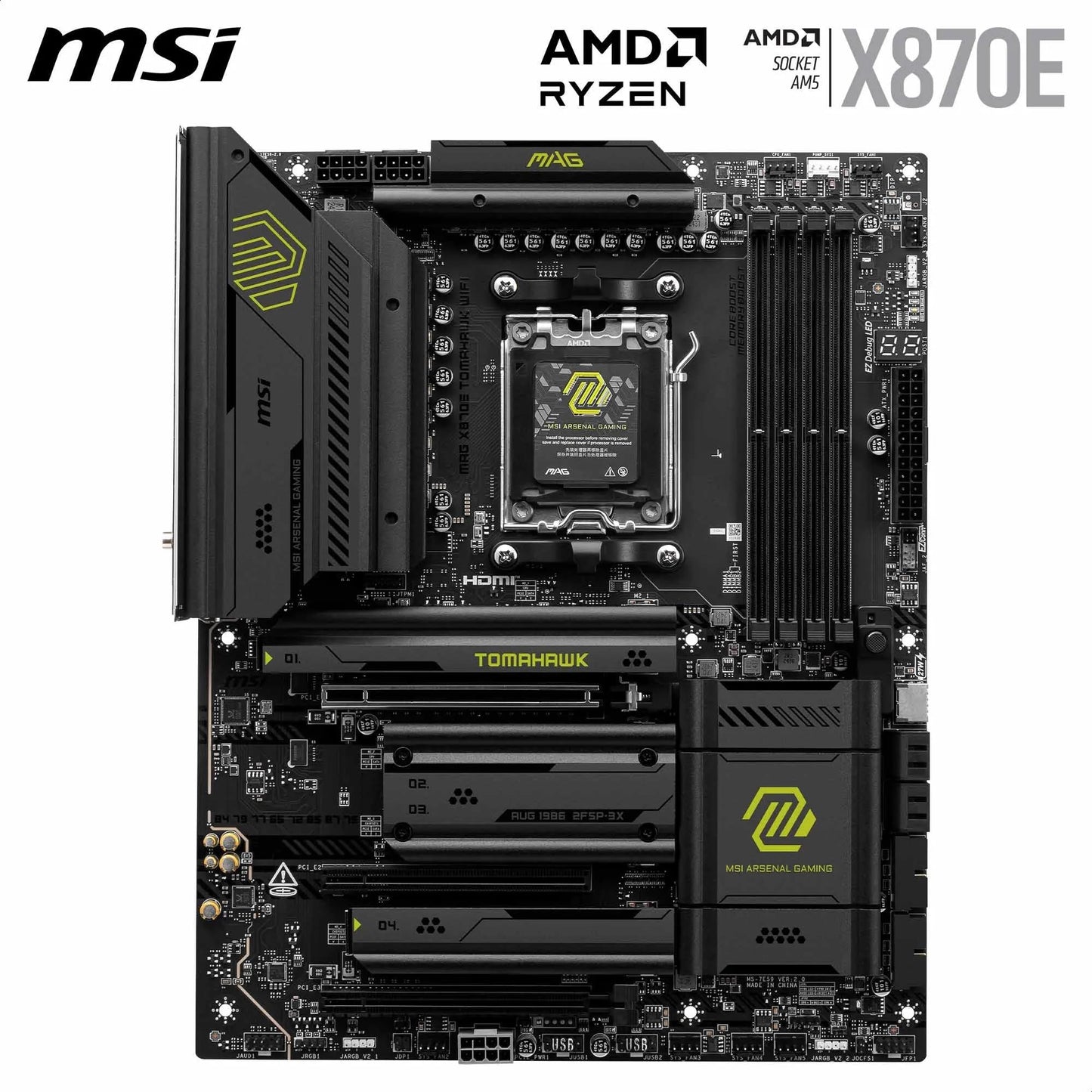 MSI MAG X870 Tomahawk WiFi Gaming Motherboard for AMD Ryzen