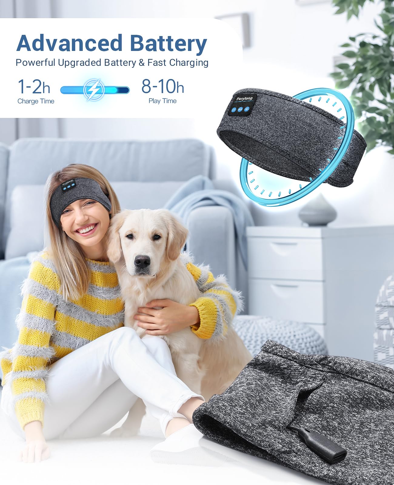 Perytong Sleep Headphones Wireless Bluetooth Headband