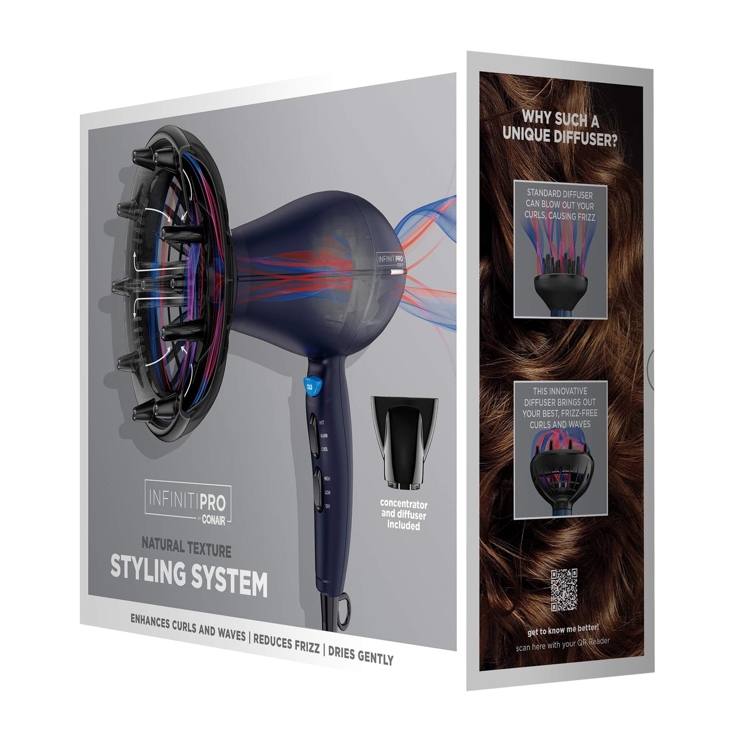 InfinitiPRO Hair Dryer with Diffuser for Frizz Free Curls