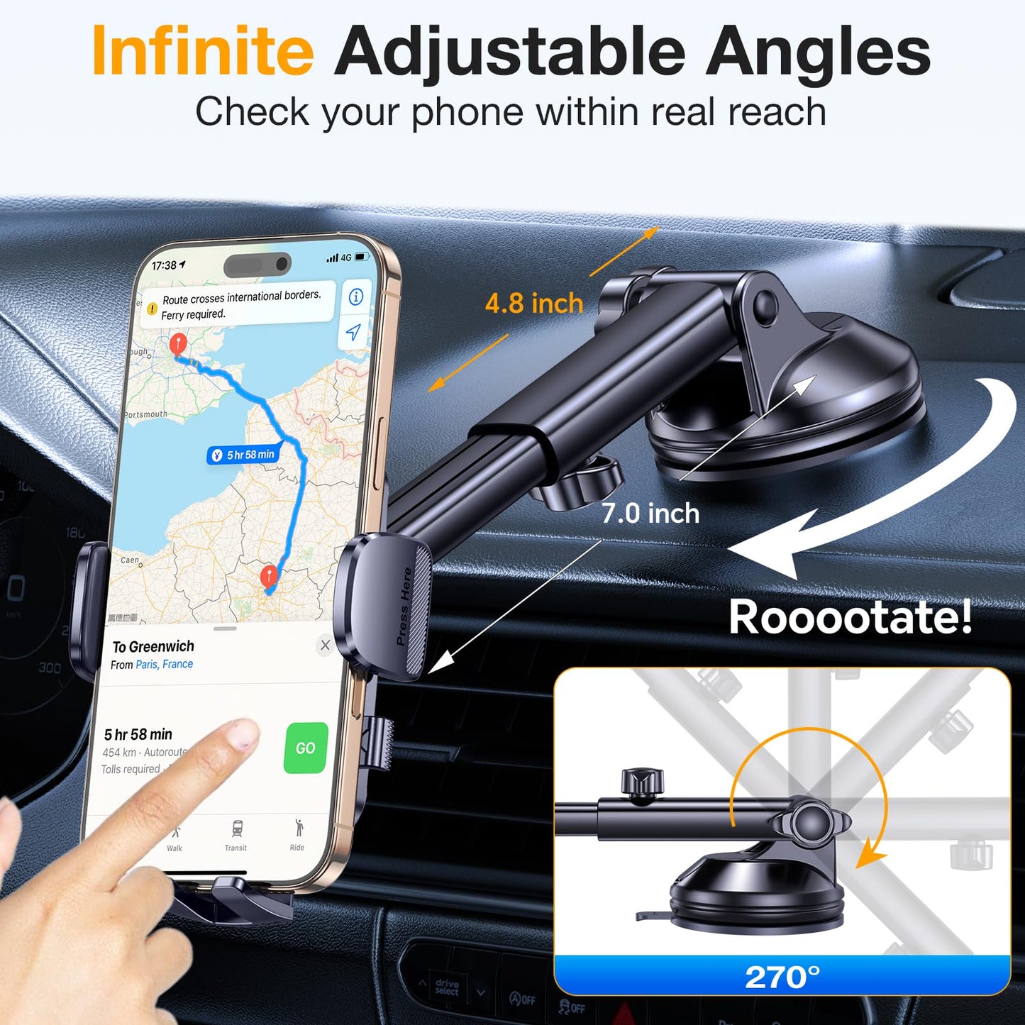 Romuto Car Phone Holder Mount Dashboard Windshield Vent