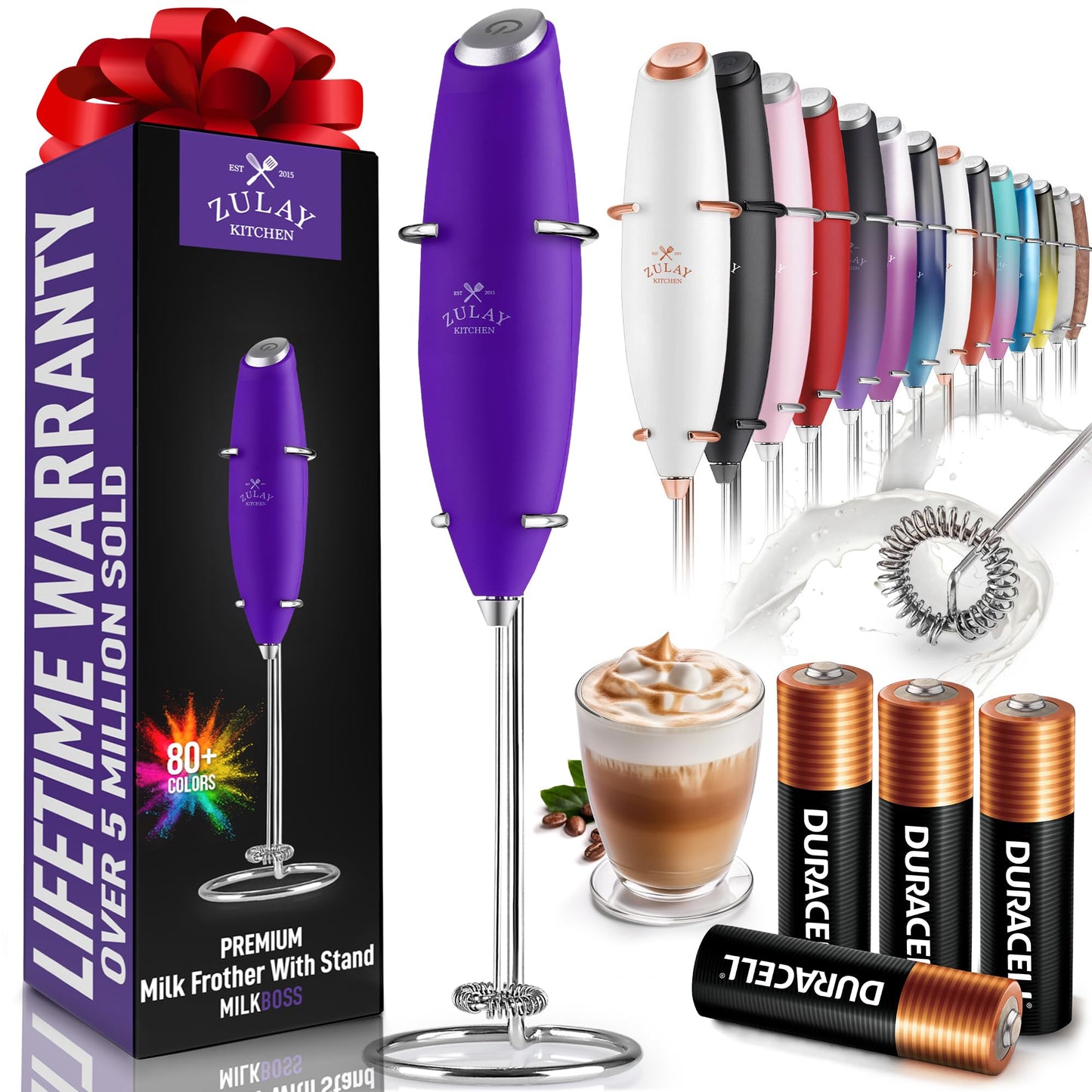 Zulay Milk Frother Wand Handheld Electric Whisk For Coffee