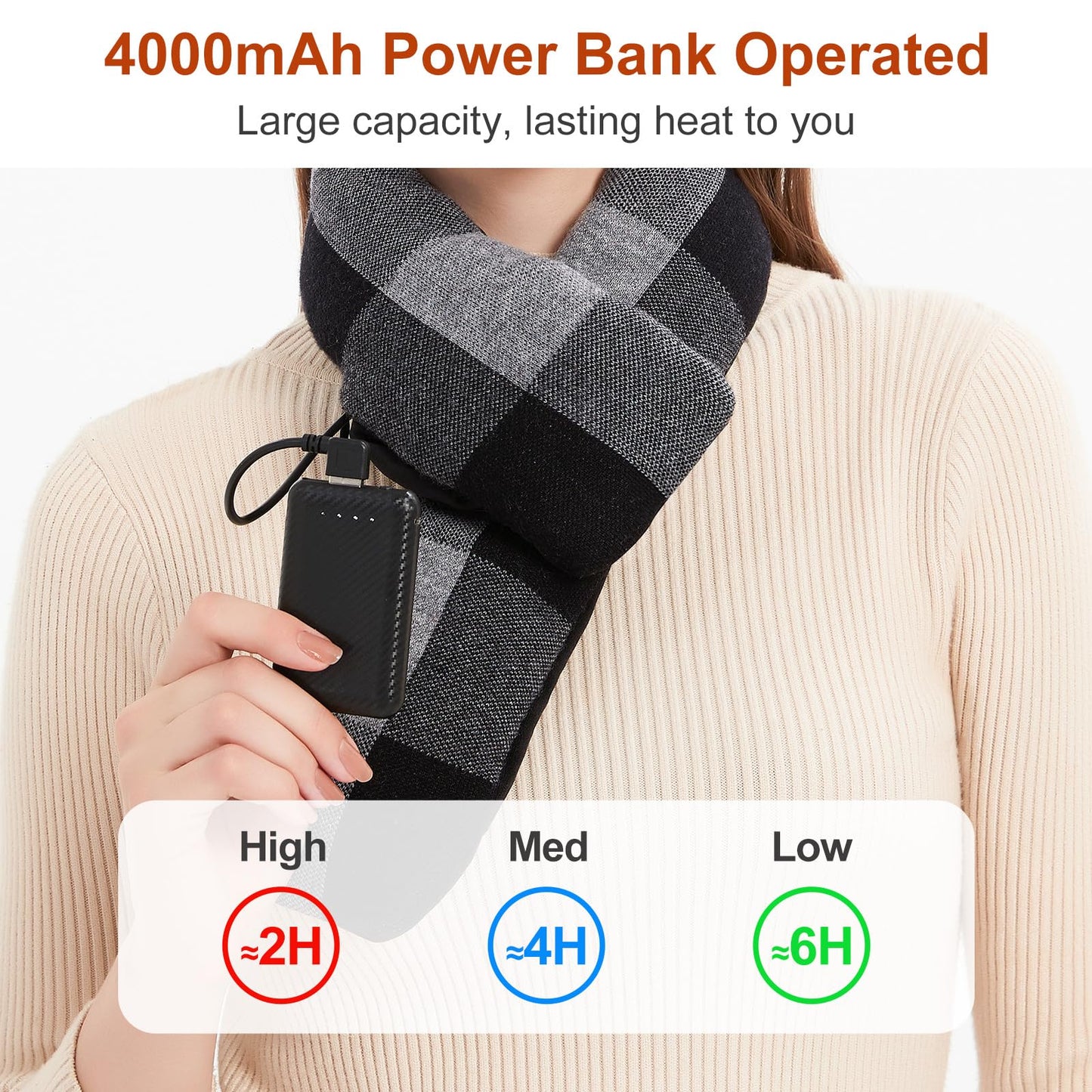 Heated Scarf for Women and Men Neck Warmer with Power Bank