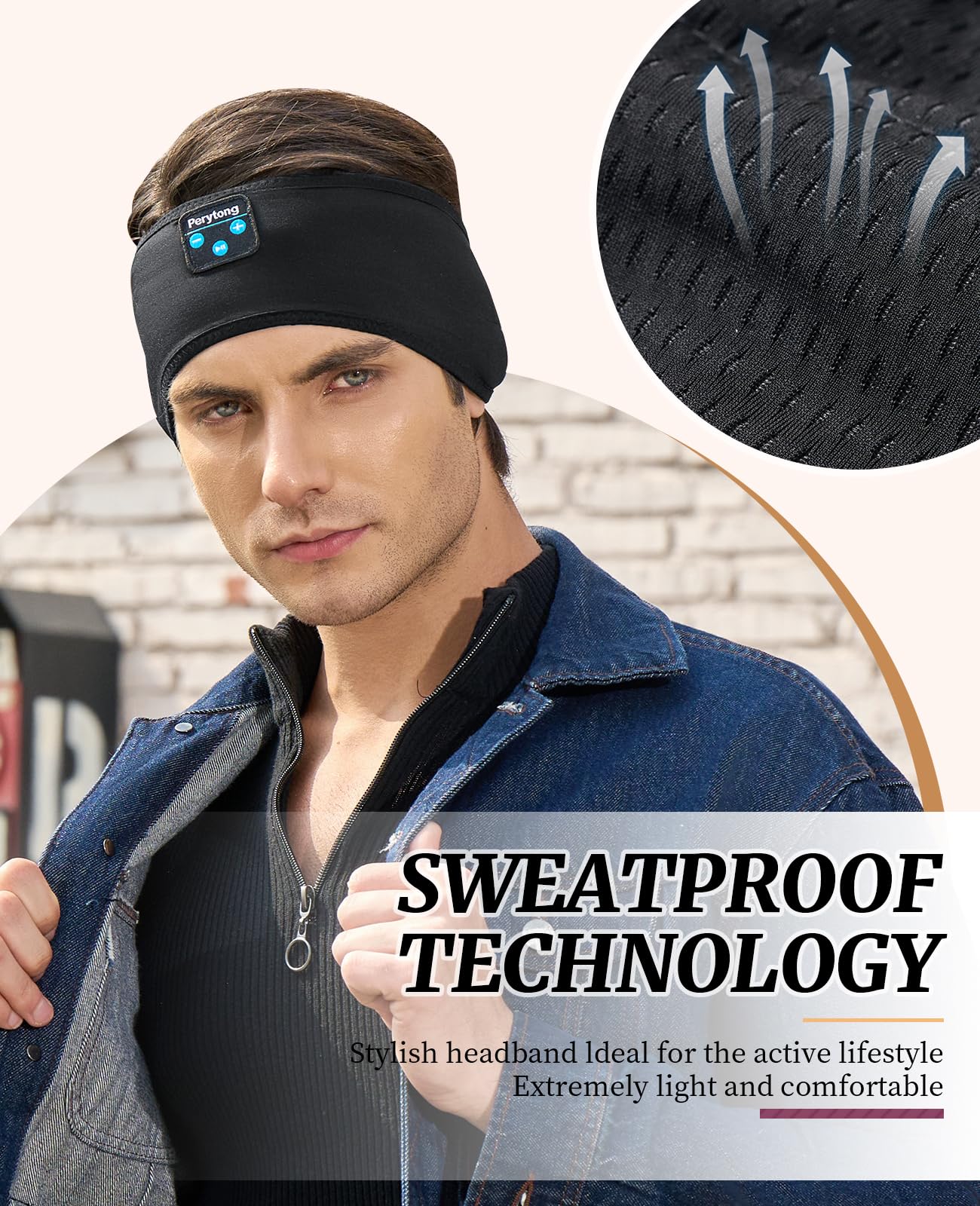 Perytong Sleep Headphones Wireless Bluetooth Headband