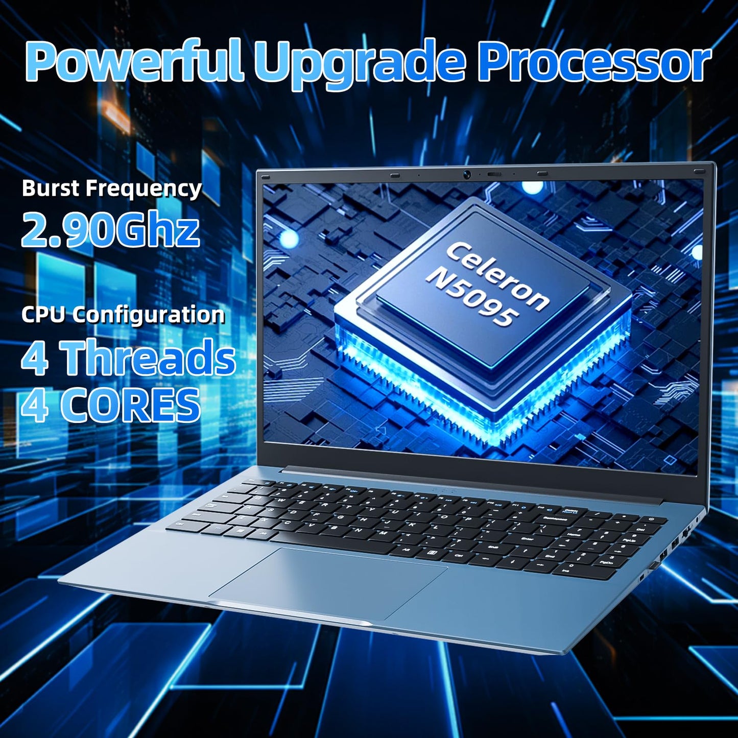 Naclud 15.6 Inch Laptop Celeron N4000 Win11 4GB 128GB Gray