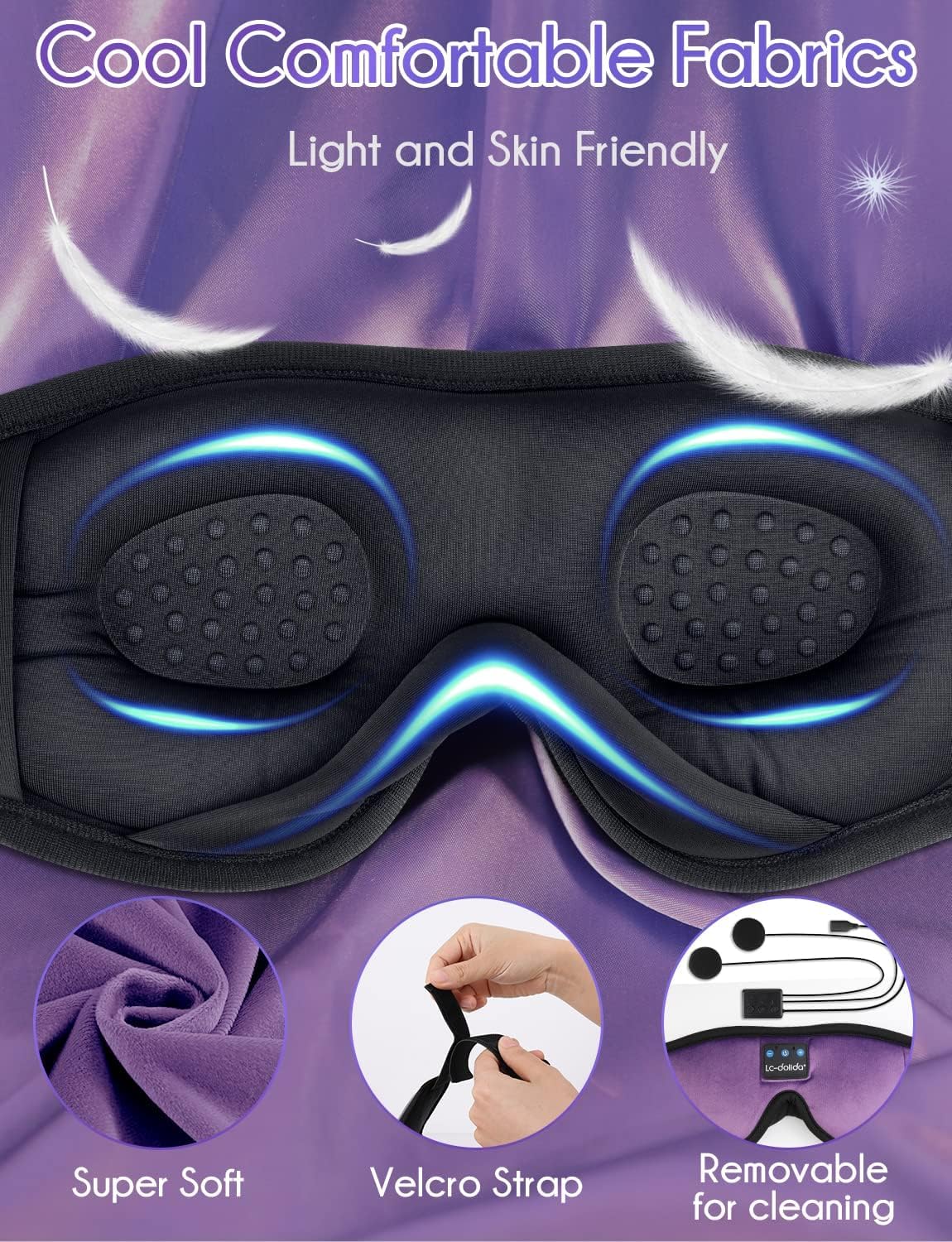 Sleep Headphones Bluetooth Eye Mask for Side Sleepers