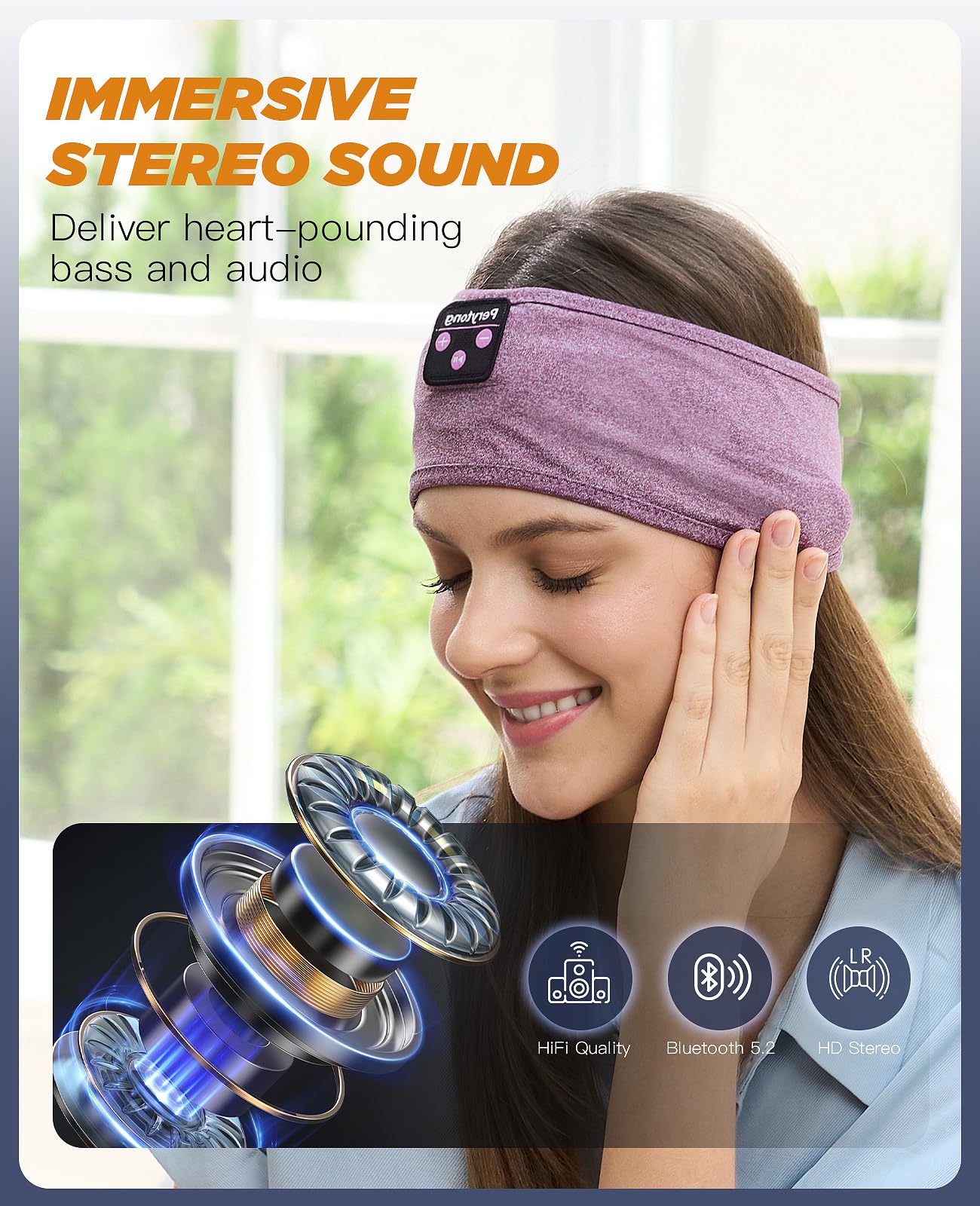 Perytong Sleep Headphones Wireless Bluetooth Headband