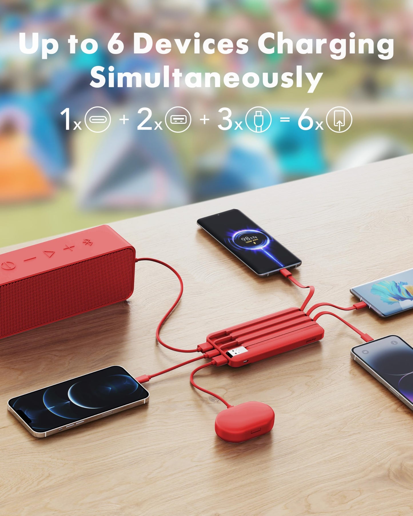 Charmast Slim 10000mAh Power Bank With Built In Cables