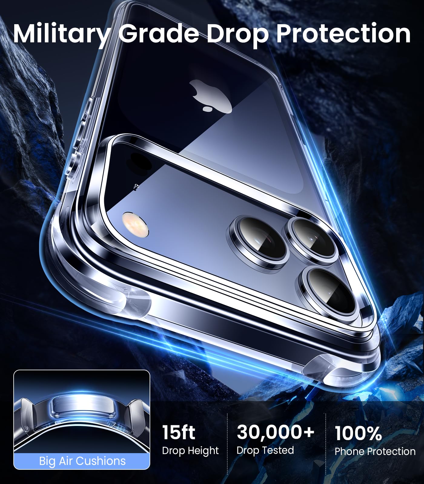 Mkeke Clear Case for iPhone 17 Pro Max Shockproof Bumper