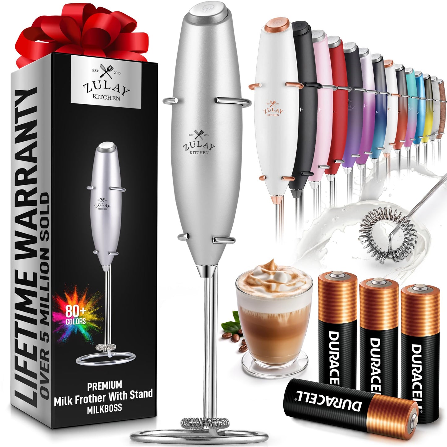 Zulay Milk Frother Wand Handheld Electric Whisk For Coffee