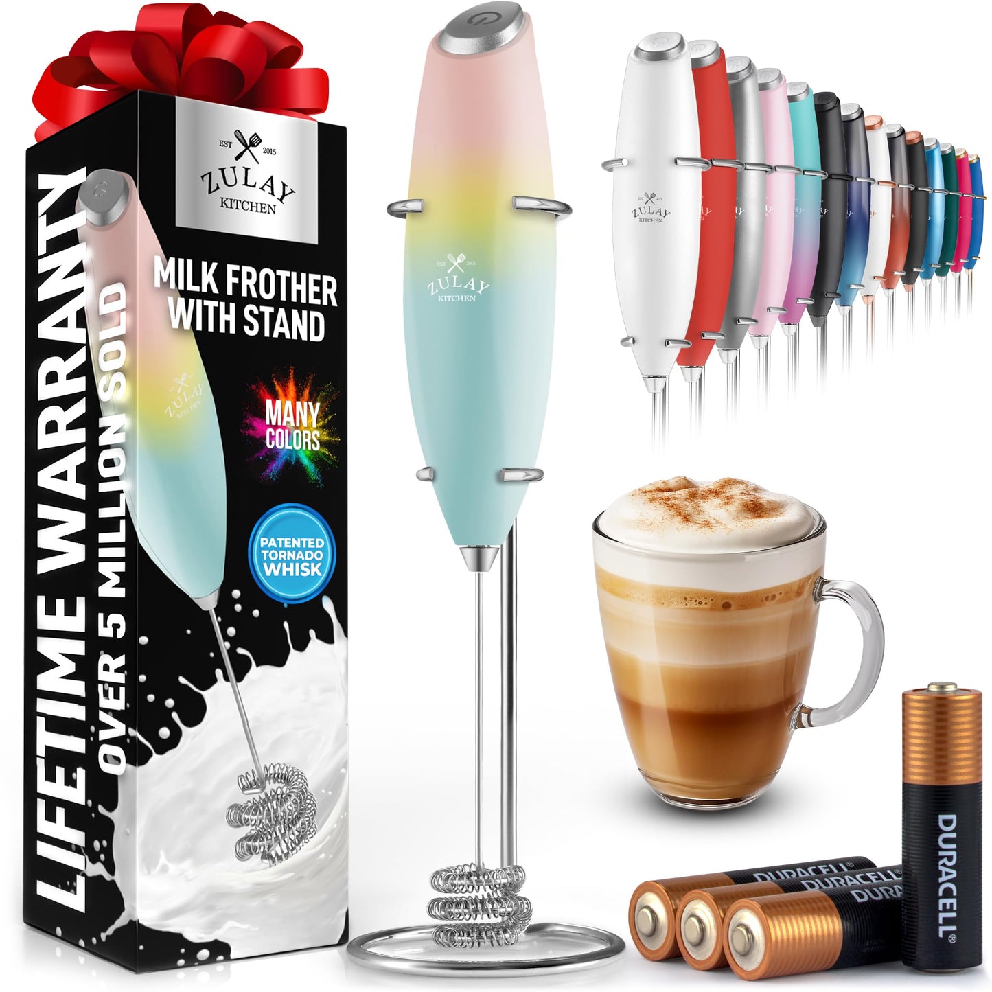 Zulay Milk Frother Wand Handheld Electric Whisk For Coffee