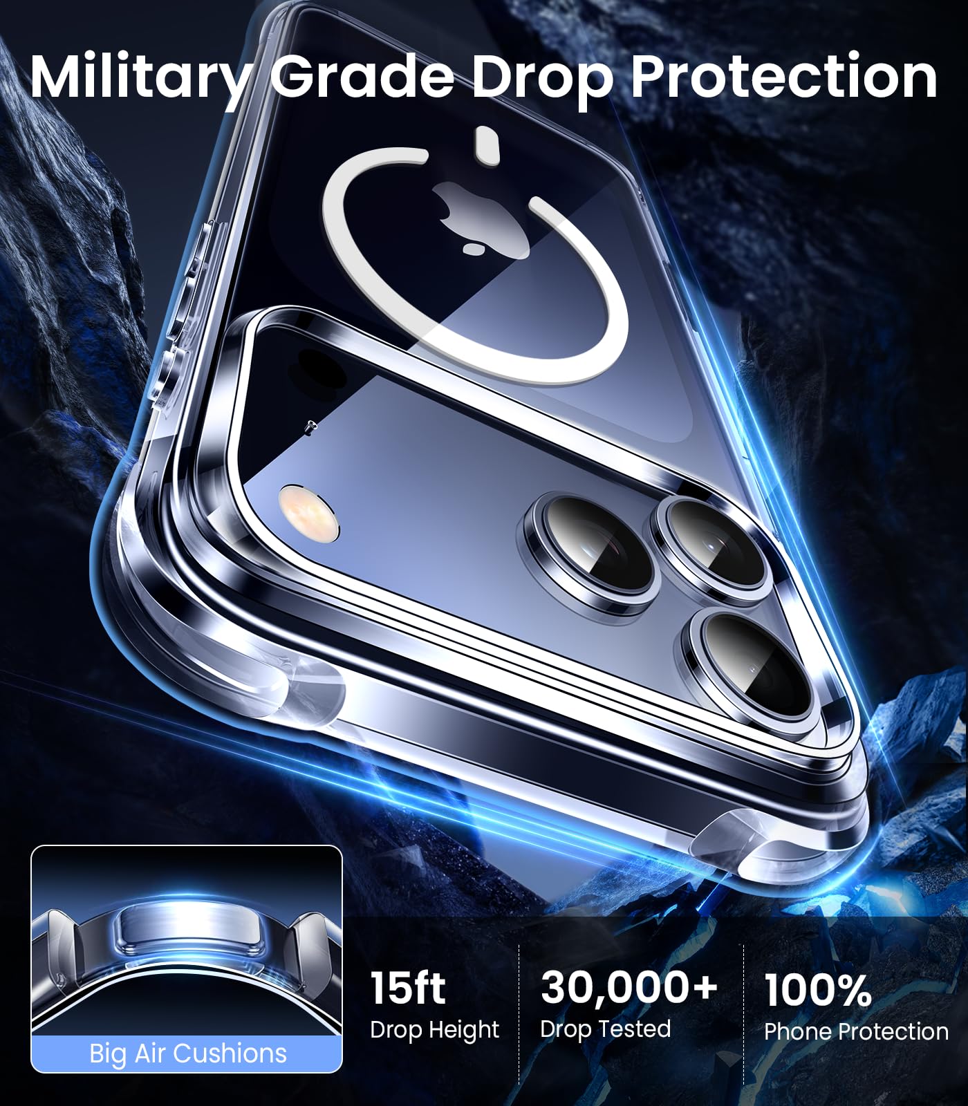 Mkeke Clear Case for iPhone 17 Pro Max Shockproof Bumper