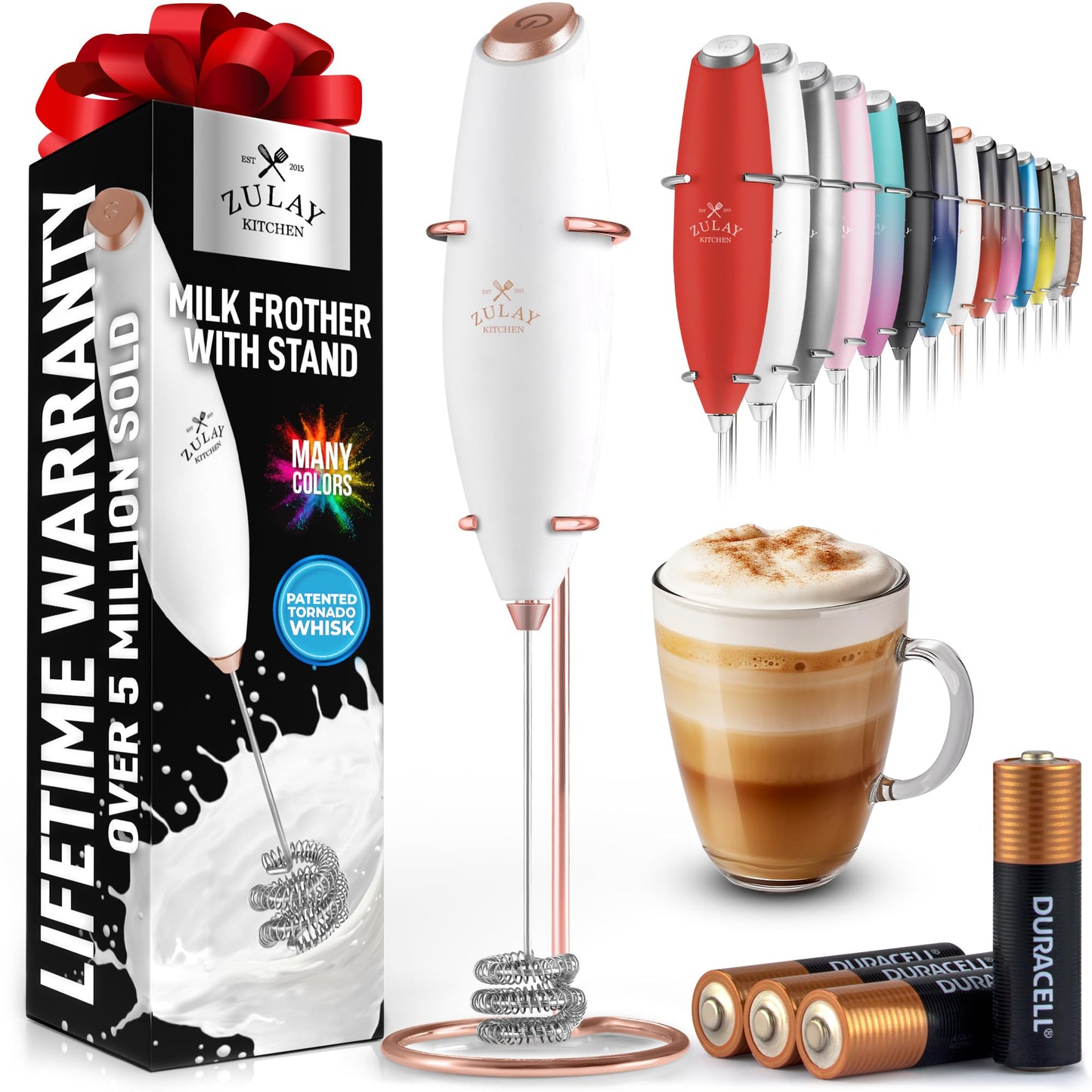 Zulay Milk Frother Wand Handheld Electric Whisk For Coffee