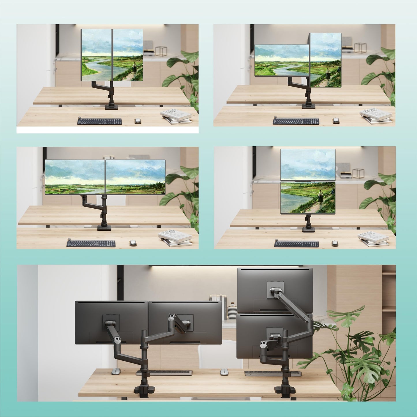 Wali Dual Monitor Stand With Gas Spring 17 to 32 Inches