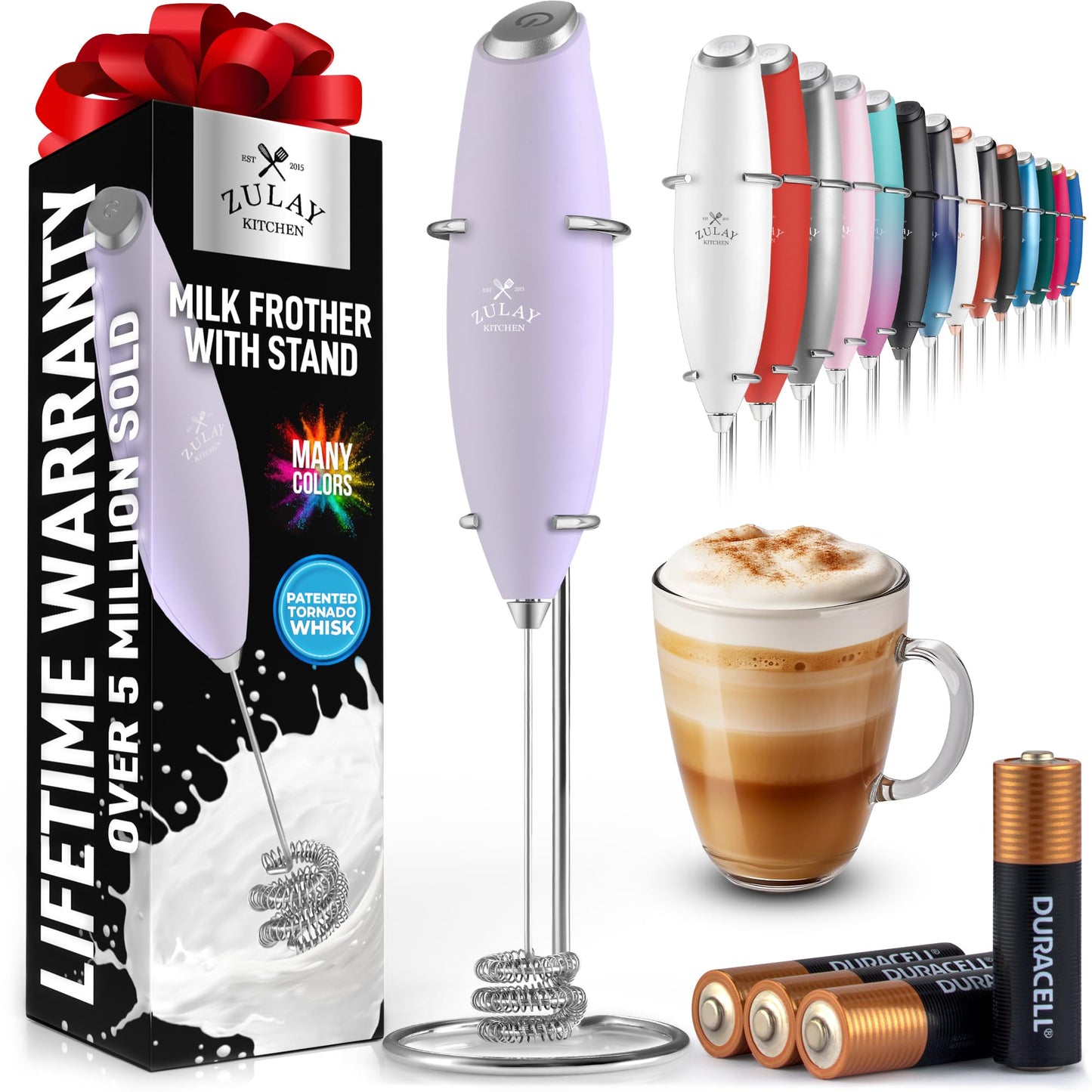 Zulay Milk Frother Wand Handheld Electric Whisk For Coffee