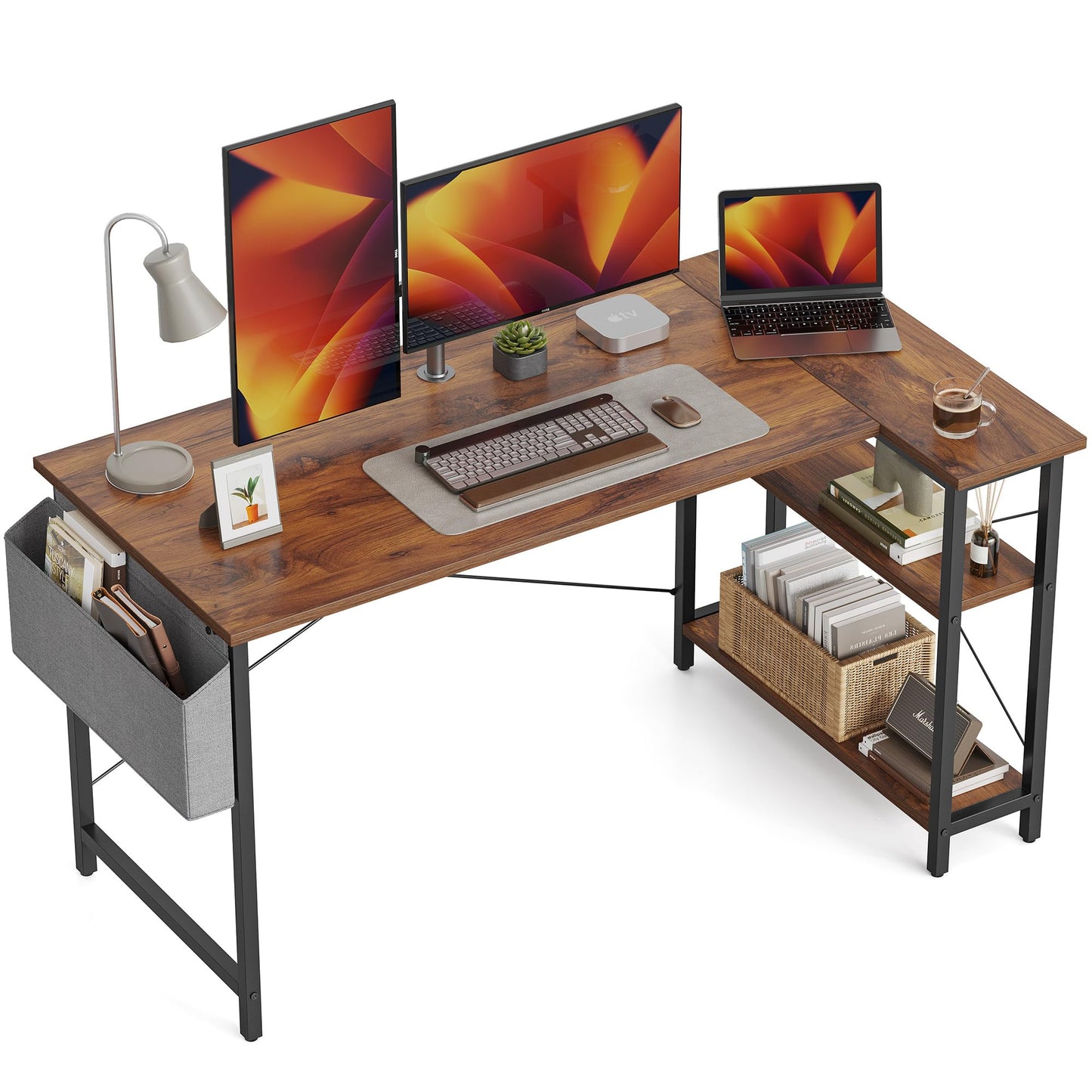 CubiCubi L Shaped Desk with Reversible Storage Options