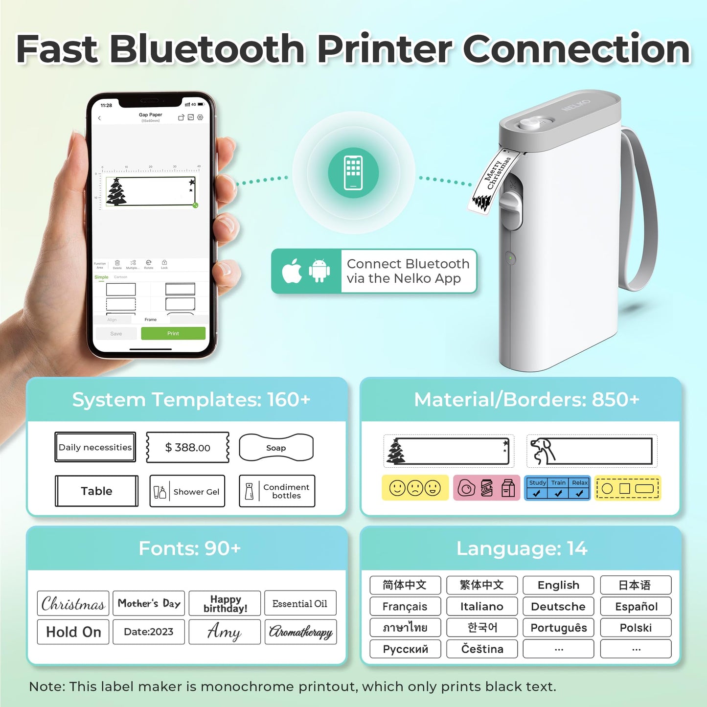 Nelko P21 Bluetooth Label Maker With Tape Wireless Printer