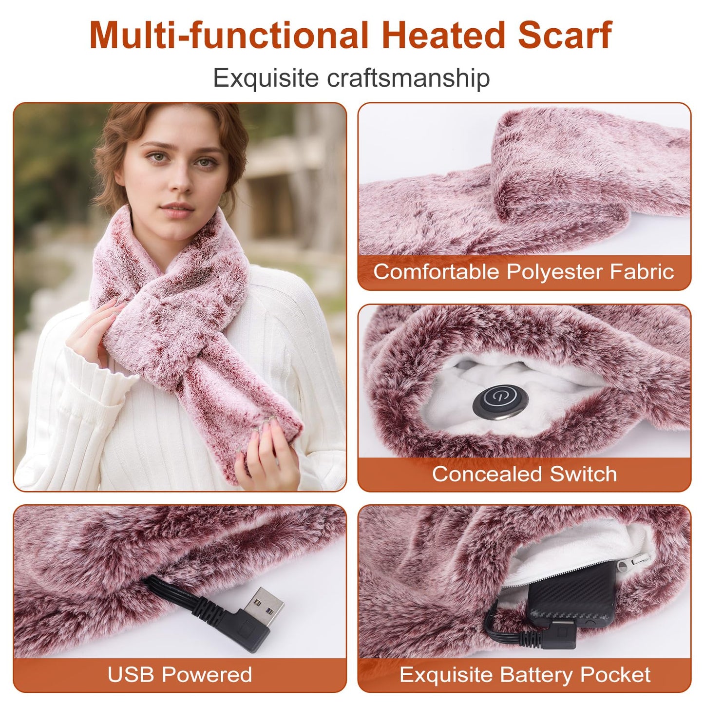 Heated Scarf for Women and Men Neck Warmer with Power Bank