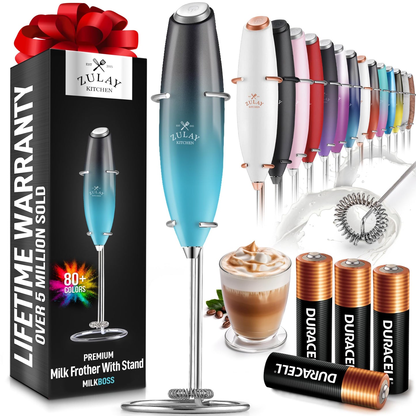 Zulay Milk Frother Wand Handheld Electric Whisk For Coffee