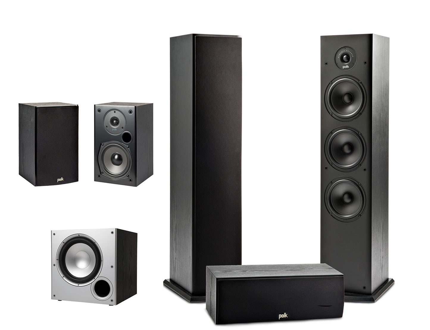 Polk Audio T15 Bookshelf Speakers with Deep Bass Sound