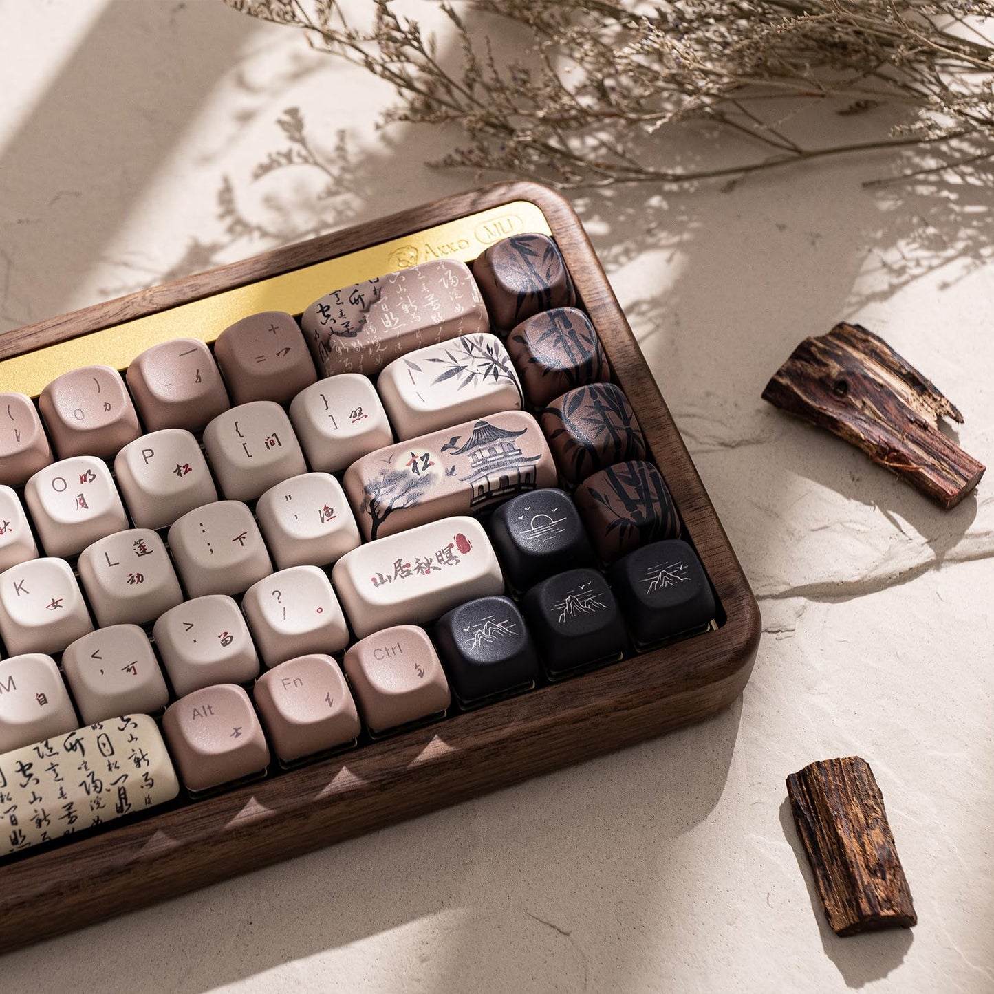 Akko Mechanical Gaming Keyboard With Walnut Case
