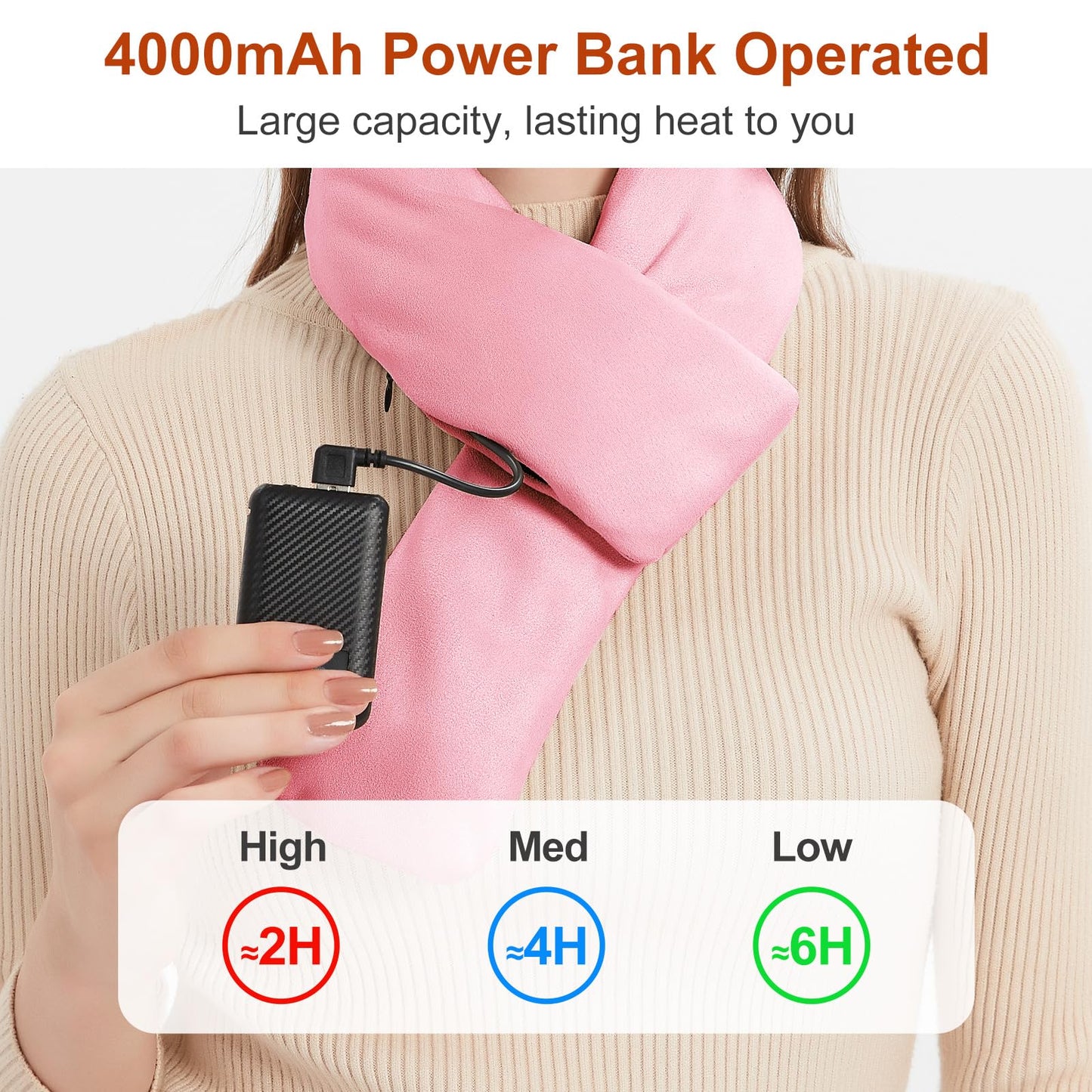 Heated Scarf for Women and Men Neck Warmer with Power Bank
